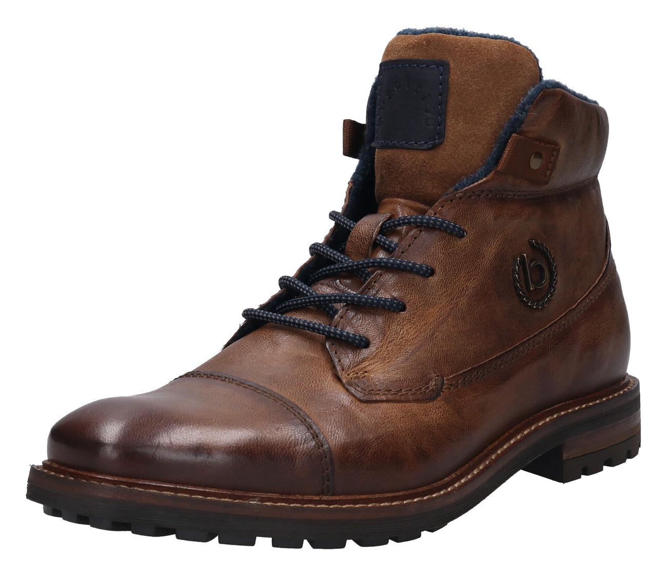 Schnürstiefelette, mit Logoaufnäher an der Zunge