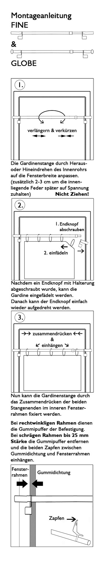 läufig-läufig, ausziehbar, verstellbare Klemmstange indeko stufenlos »Globe«, kaufen Scheibenstange jetzt 1