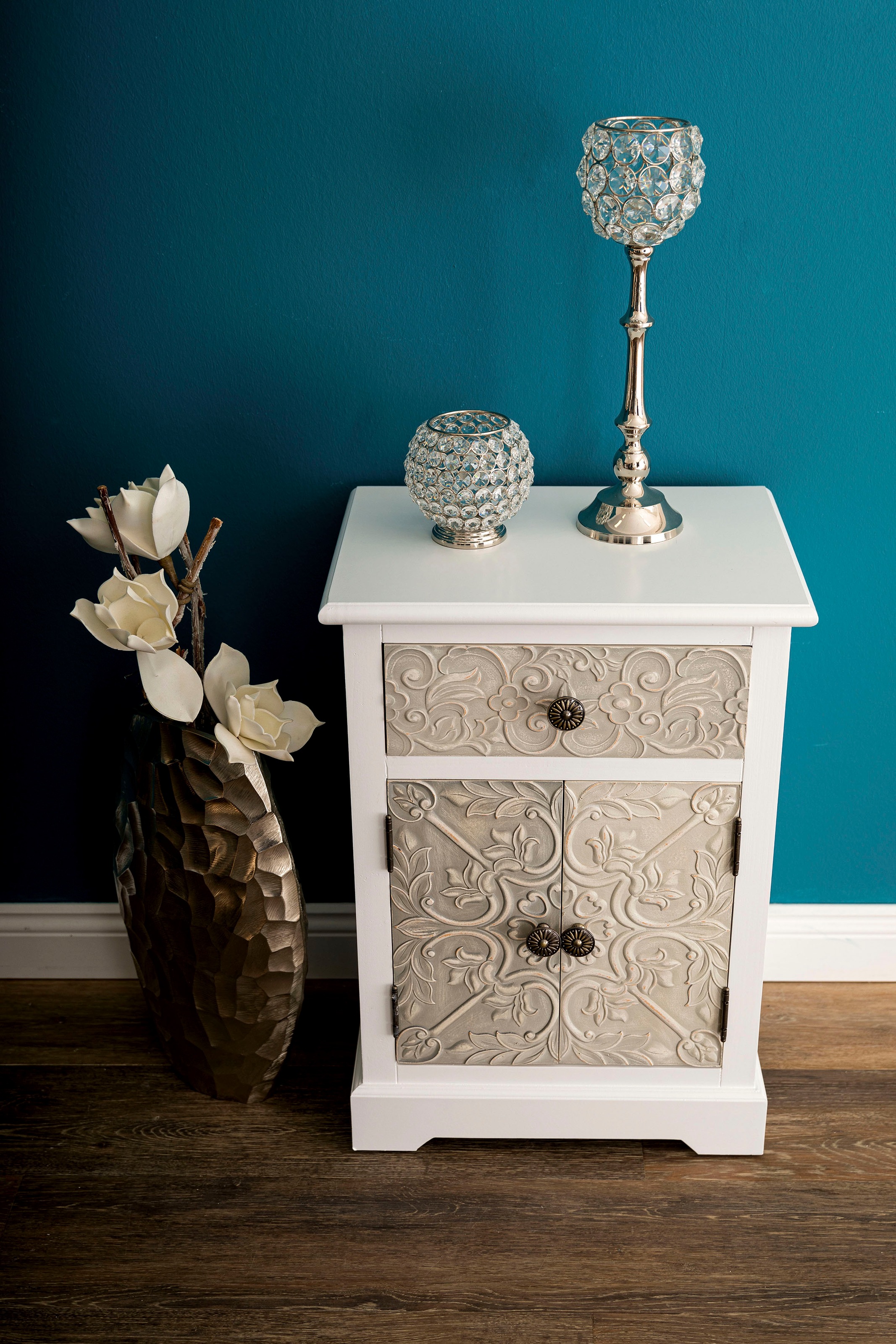 Image of my Flair Kommode »Inez«, Kommode, mit Rosenmotiven verziert im Landhausstyle, geschwungene Formen, Schublade und Türen in dunklen Pastellfarben gehalten bei Ackermann Versand Schweiz