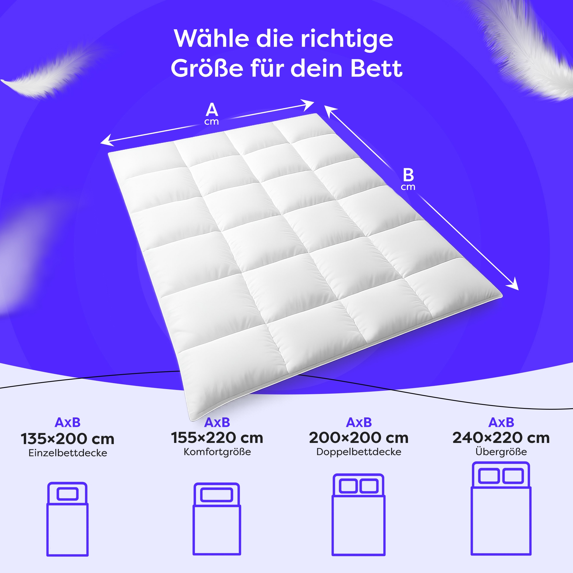 Wolkenfeld Couette en duvet »Winterbettdecke Daunendecke Anti-Milben, Hypoallergen, Waschbar« extrawarm 1 cuis tlg. 135x200, 155x220, 200x200, 220x240 Gänsedaunen & Federn 500 g/m²