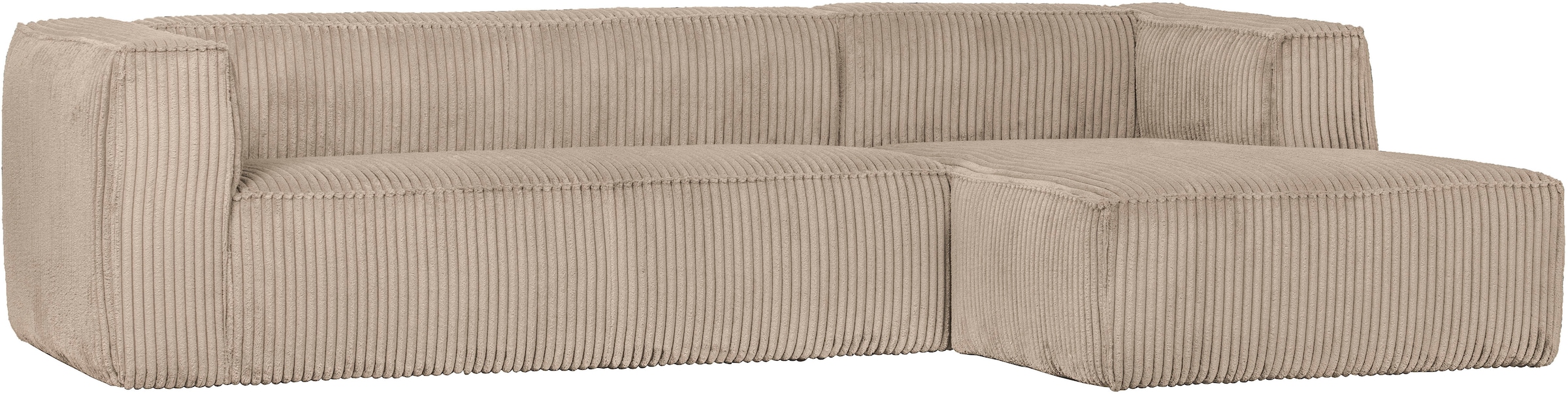 WOOOD Ecksofa »Bean Bezug Rechts mit hoher Sitzkomfort, H 73 x B 305 x T 96/175 cm« Ripsstoff, Tragkraft 400 kg, pfleigleicht, Gute Verschleissfestigkeit