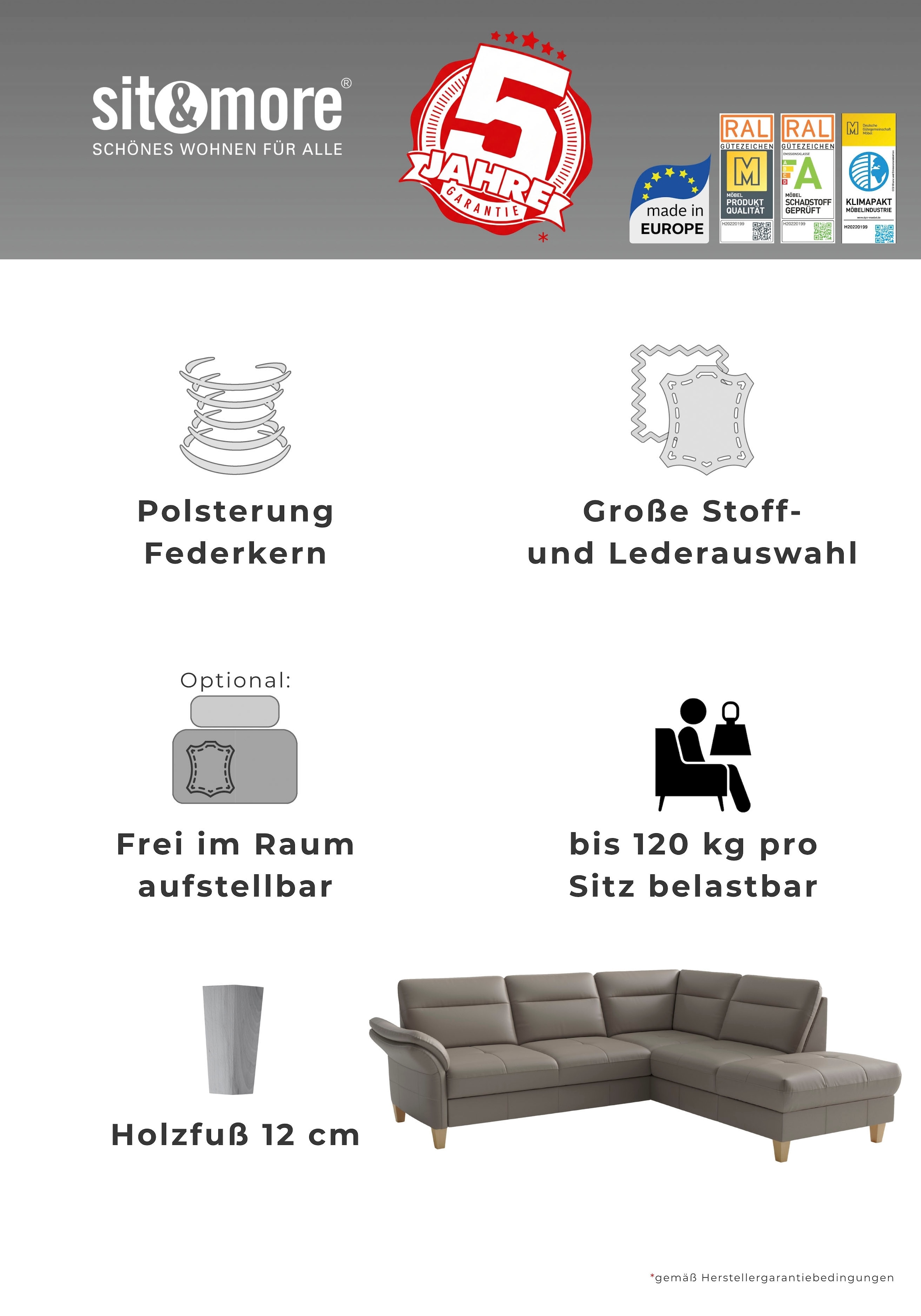 sit&more Polsterhocker »Pamela, Leder, B: 58 cm« 1 Stk. tlg. mit praktischen Stauraum, hochwertige Qualität, verschiedene Farben