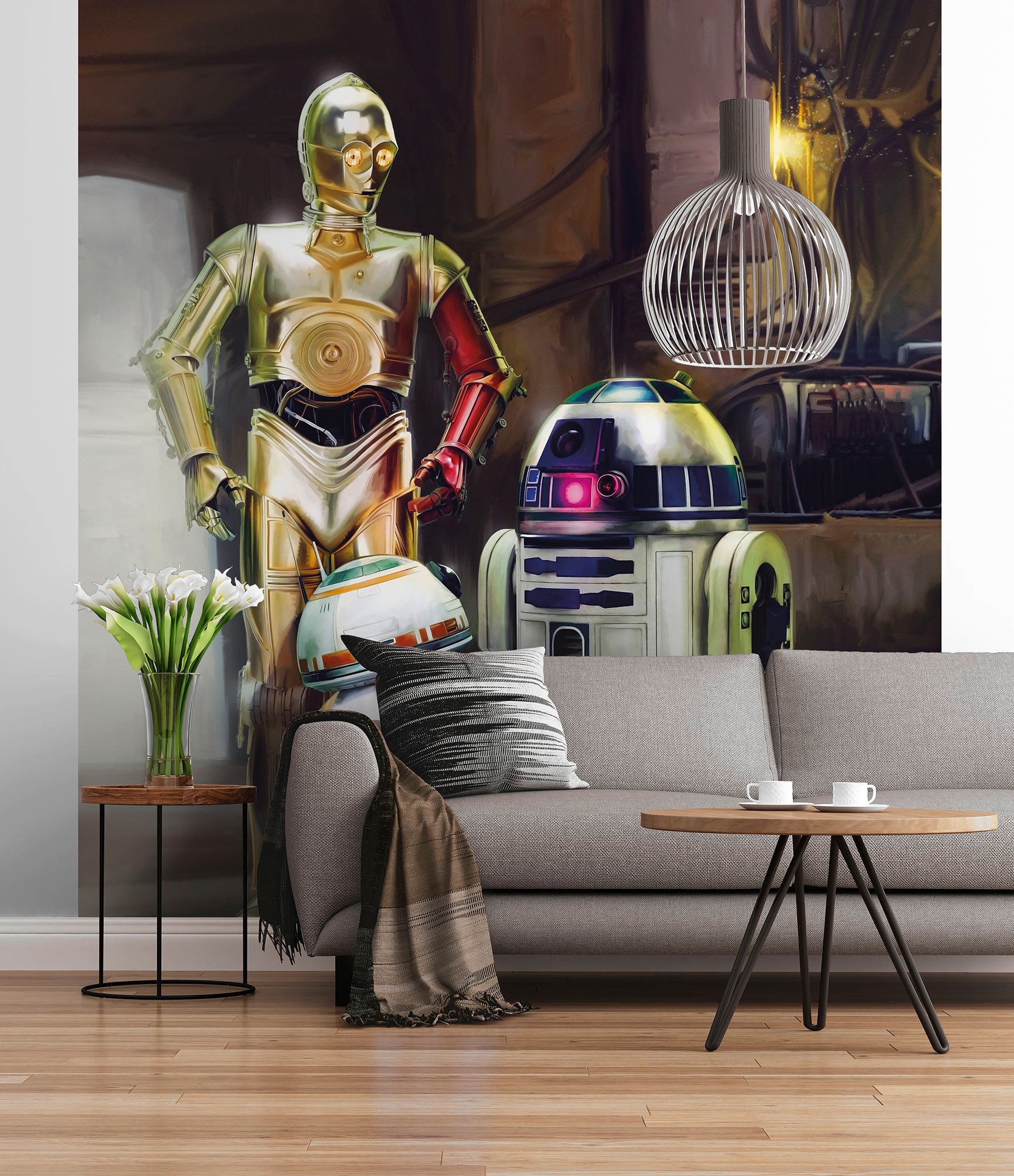 Komar Fototapete »STAR WARS Three Droids - Grösse 184 x 254 cm«, bedruckt, Wohnzimmer, Schlafzimmer