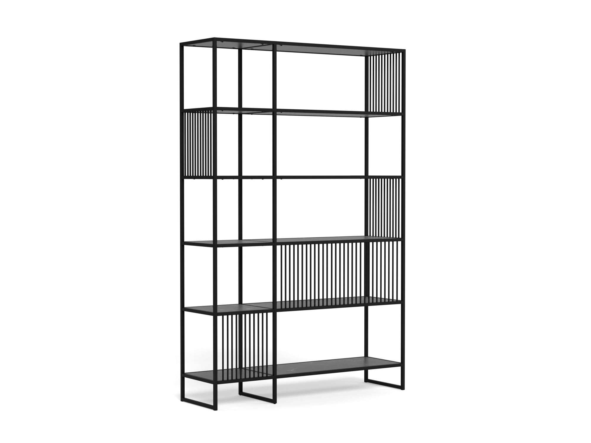 ACTONA GROUP Étagère à livres »Strington, Regal, Raumteiler, Standregal« L/P/H : 120/35/185 cm,  cadre en acier noir, 5 étagères, aspect marbre, FSC™