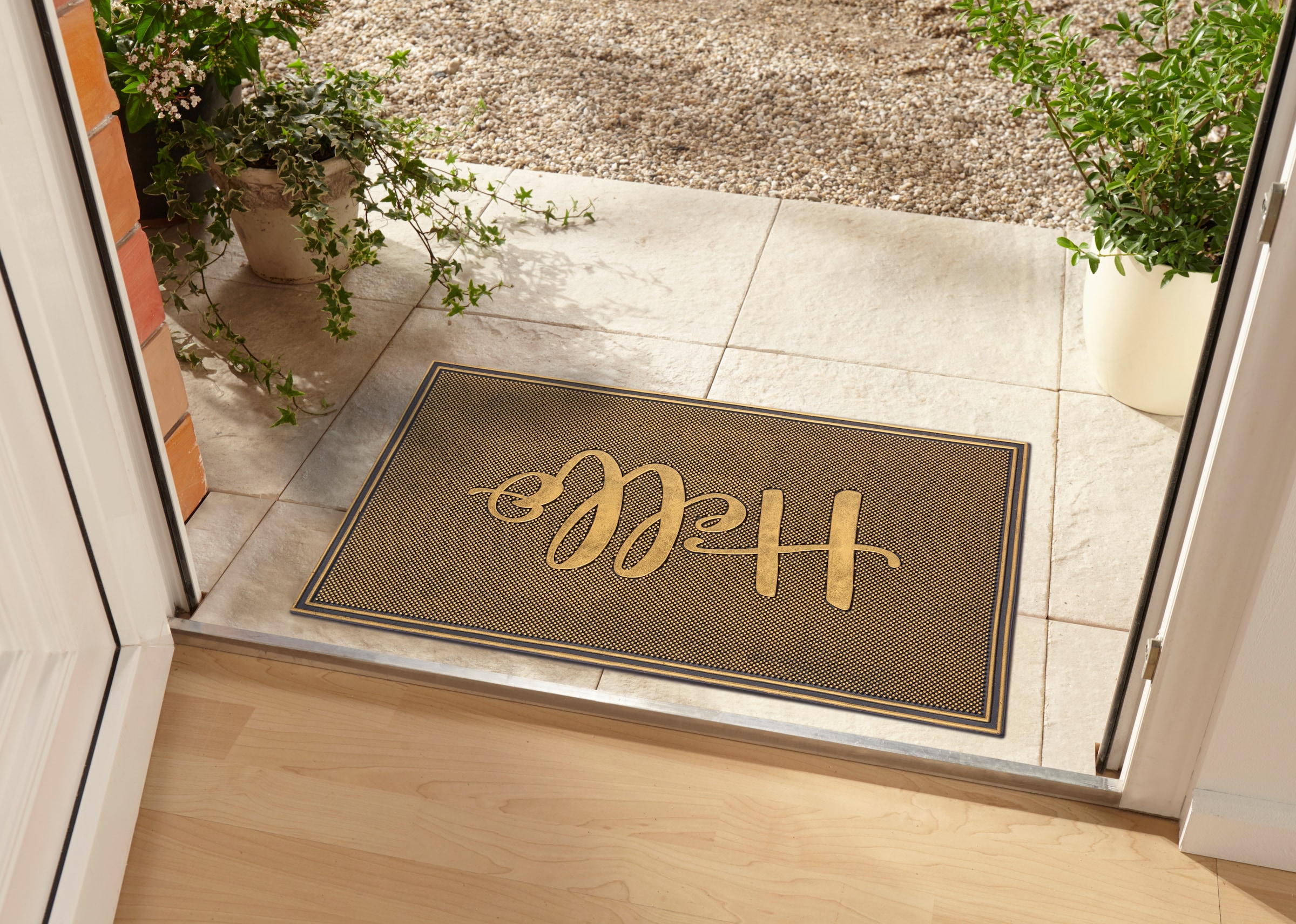 HANSE Home Fussmatte »Hello, Türmatte«, rechteckig, 10 mm Höhe, Gummi, Schmutzfangmatte, Outdoor, Rutschfest, Innen, Gummimatte