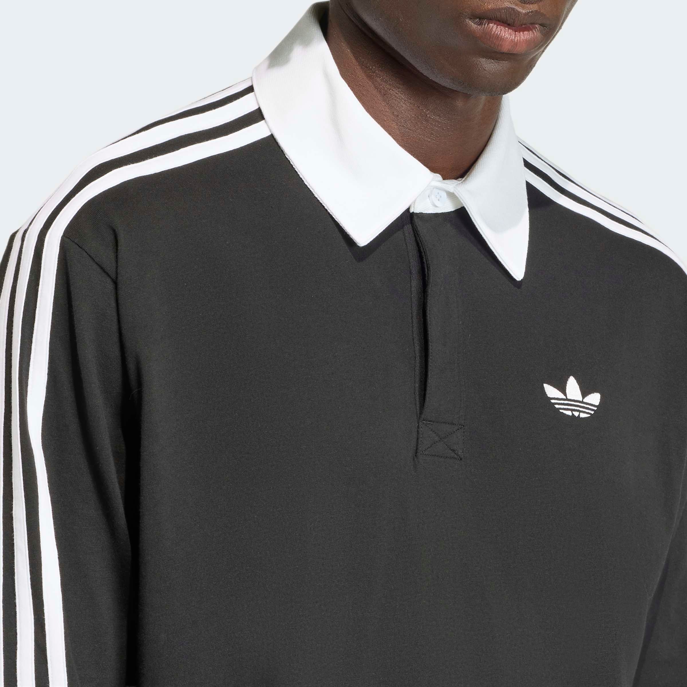 adidas Originals Poloshirt »3-STREIFEN RUGBY LONGSLEEVE POLO« mit Druckknopf, aus Baumwolle