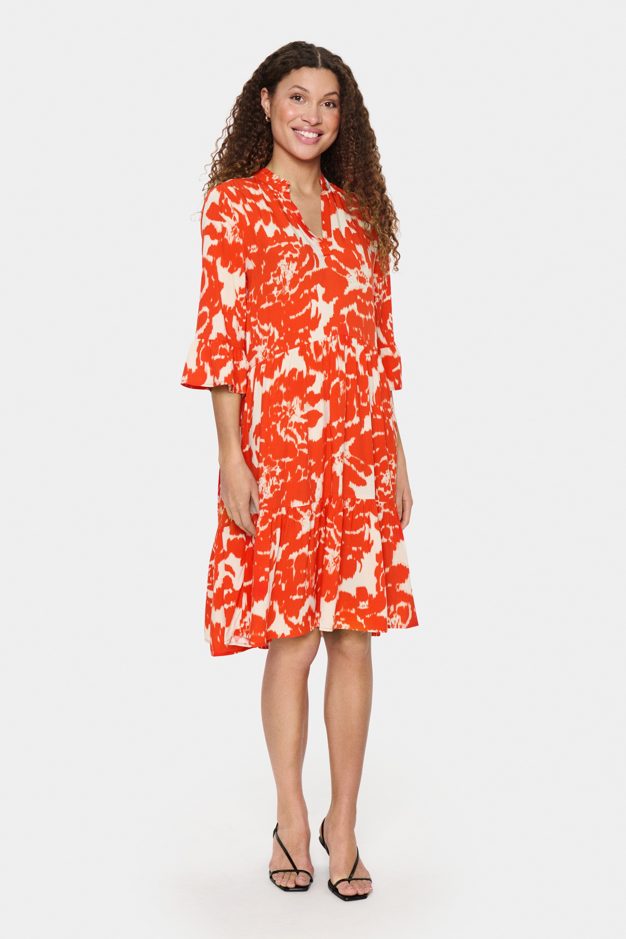 Saint Tropez Blusenkleid »EdaSZ Dress«, mit Volant und 3/4 Ärmel