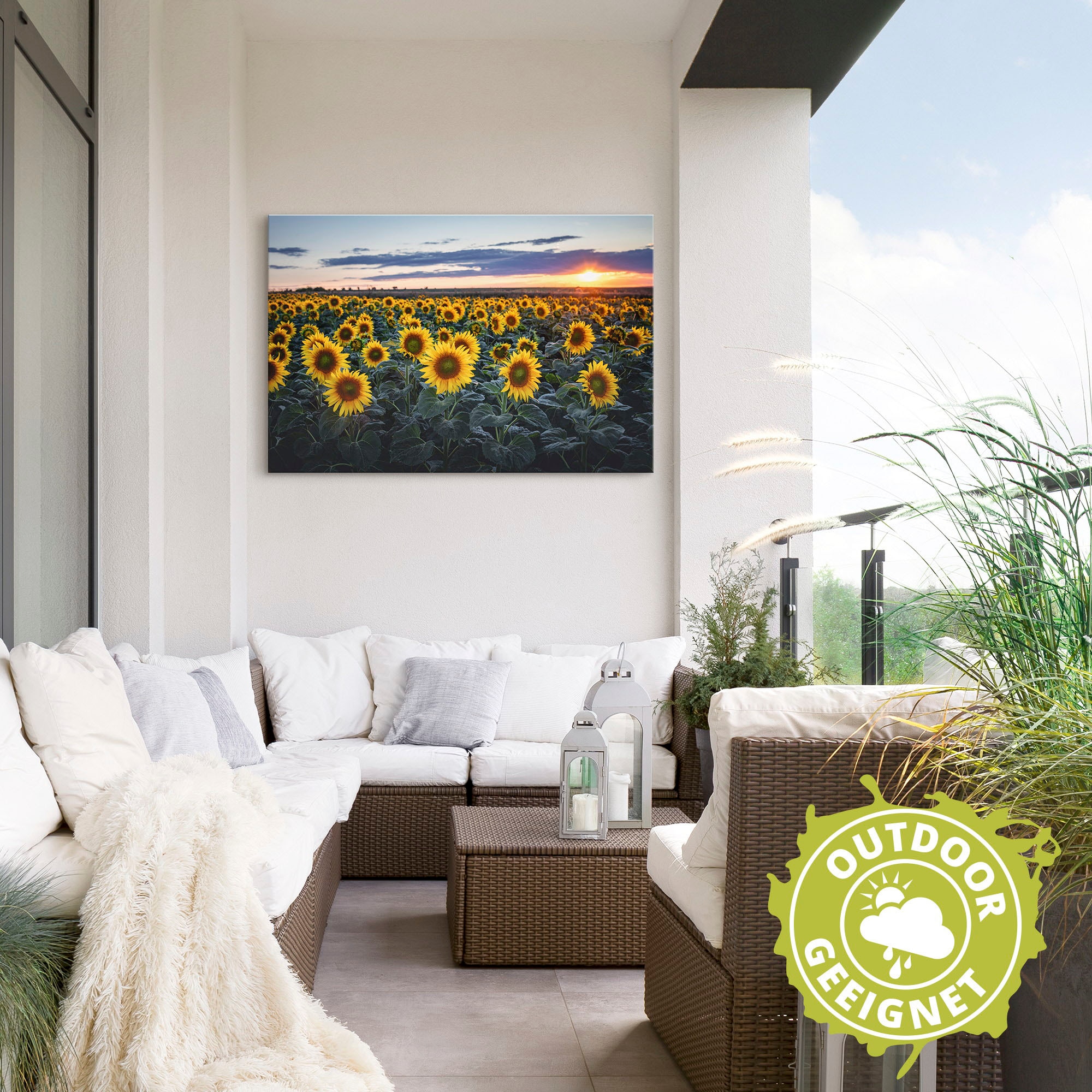 Artland Grössen Leinwandbild, St.), bequem Alubild, versch. Poster als Sonne (1 Wandbild kaufen »Sonnenblumenfeld, Blumenwiese, in oder im Wandaufkleber Hintergrund«,