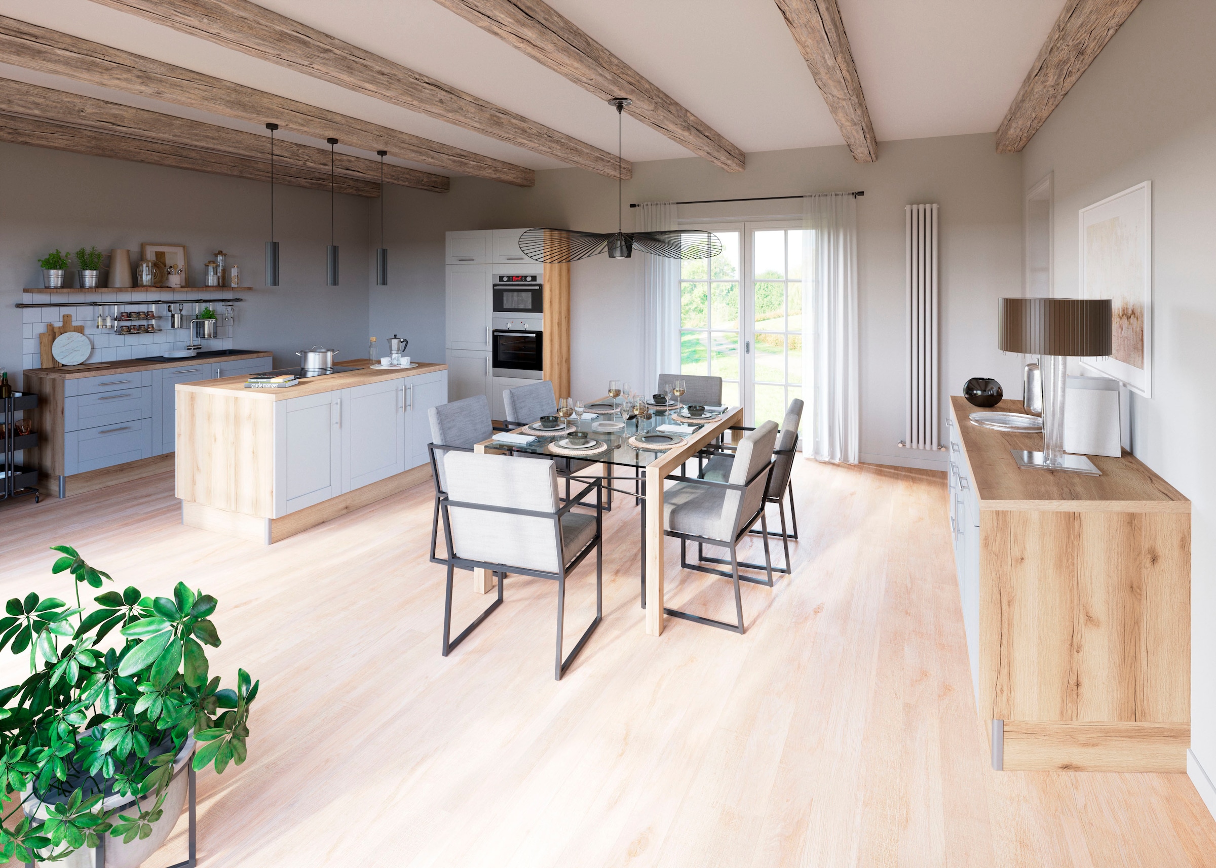 KOCHSTATION Küche »KS-Ahus«, 180 cm breit, wahlw.mit E-Geräten, Soft Close Funktion, MDF Fronten
