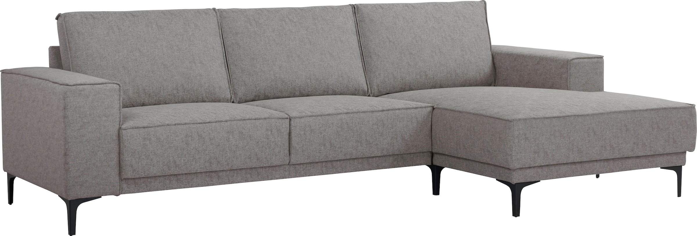Places of Style Ecksofa »Polsterecke Oland, Struktur, Flachgewebe, Luxus-Microfaser, Boucle«, L-Form, 280 cm, Wellenunterfederung, Skandi-Design, Metallfüsse
