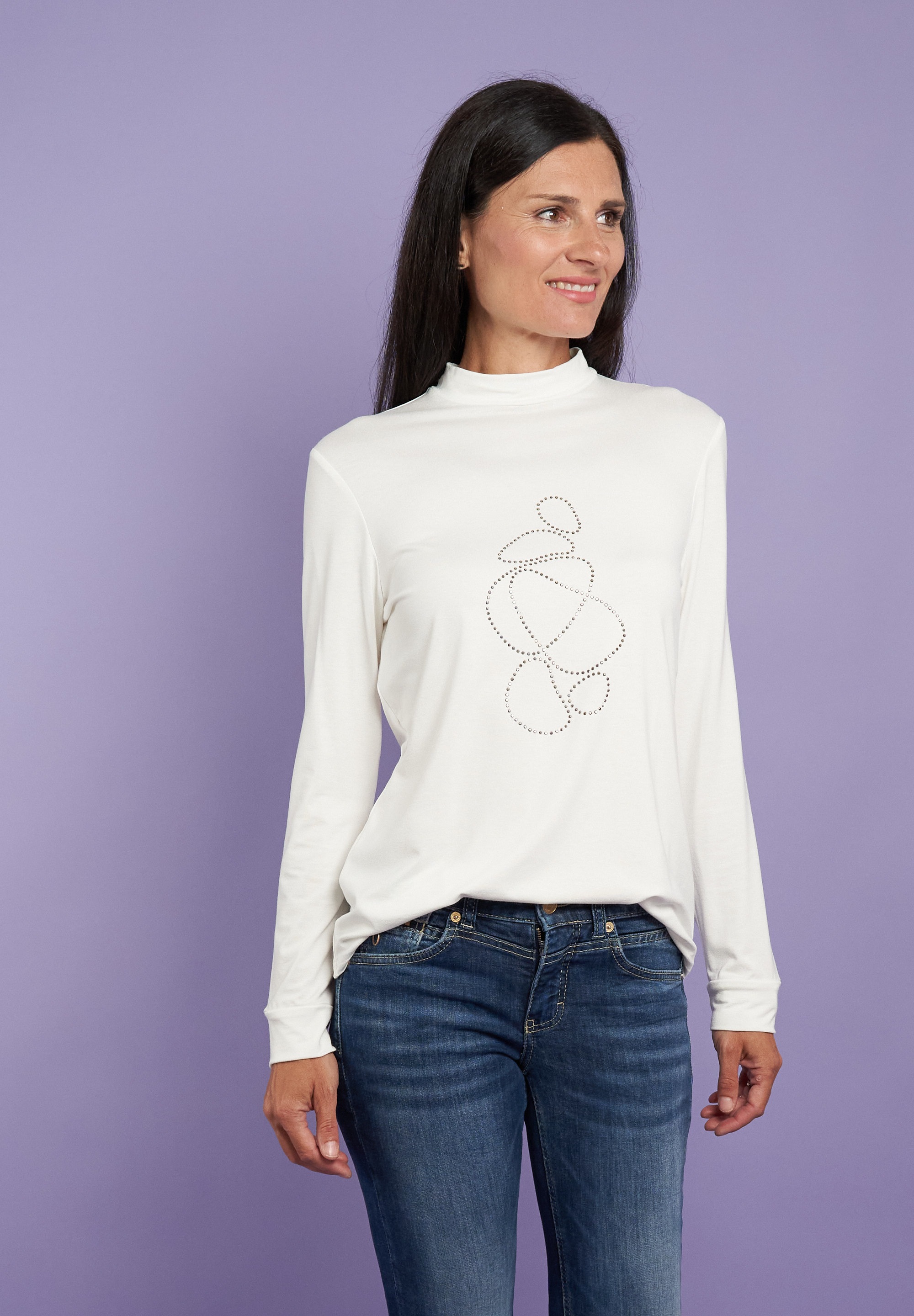 Image of Seidel Moden Langarmshirt mit Glitzersteinen, MADE IN GERMANY