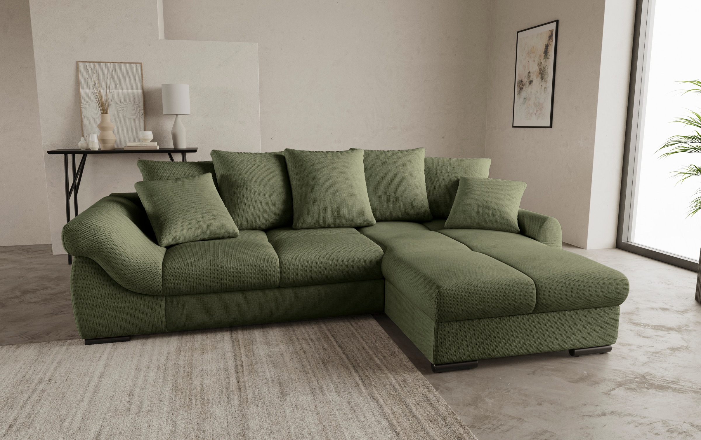 Mr. Couch Ecksofa »Livorno L-Form«, inkl. Hochschläfer-Bettauszug, XL-Bettkasten weiss beschichtet
