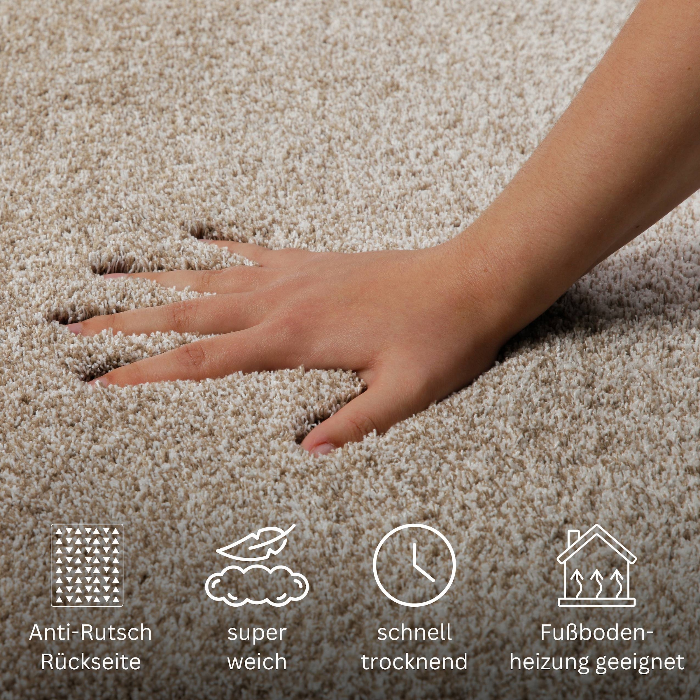 GOODproduct Badematte »Utta« Höhe 25 mm rutschhemmend beschichtet schnell trocknend Badteppich, getuftet, mit modernem Farbverlauf, flauschig, hochflor