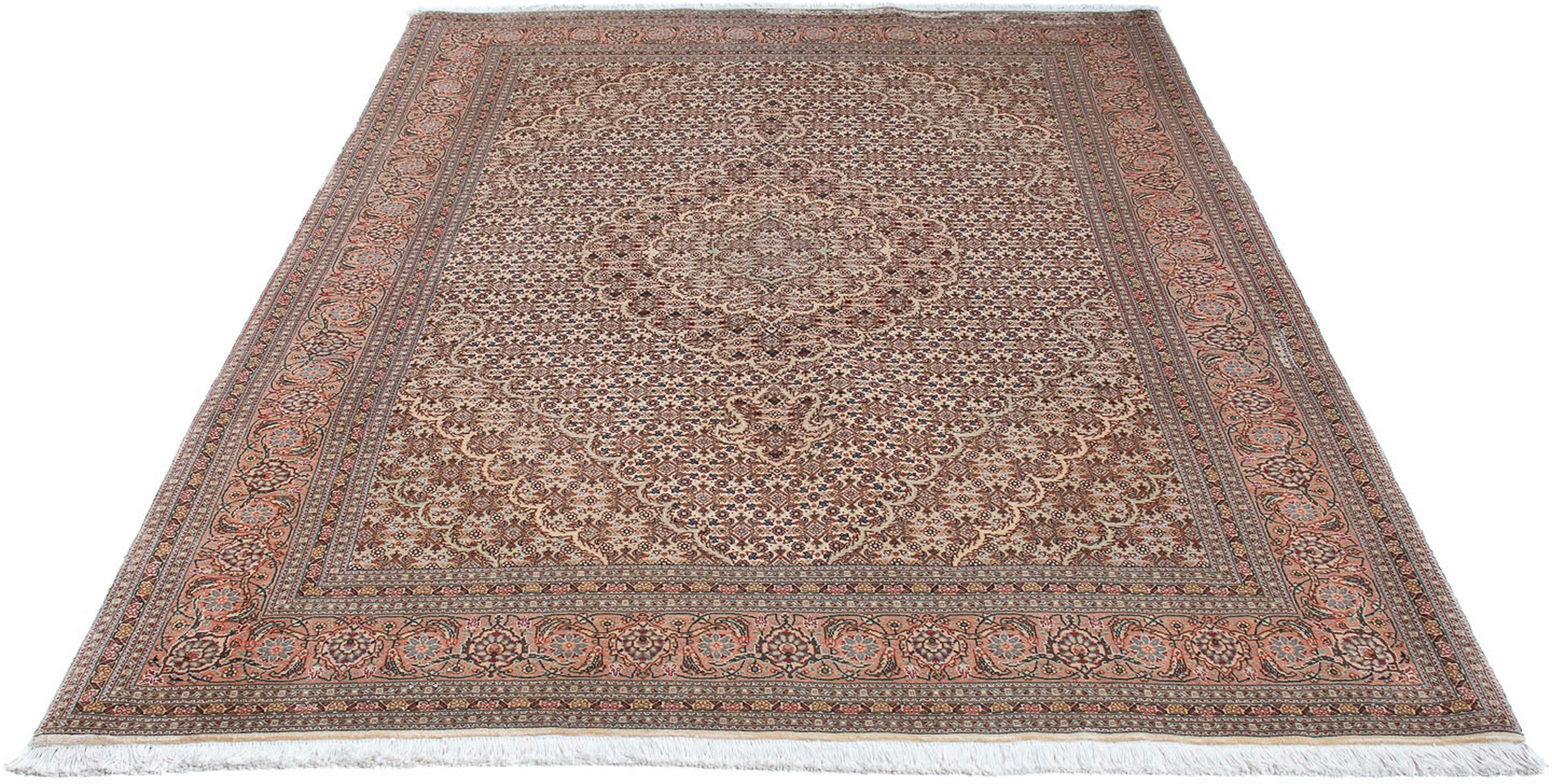 Image of morgenland Orientteppich »Perser - Täbriz - 210 x 151 cm - hellbraun«, rechteckig, 10 mm Höhe, Wohnzimmer, Handgeknüpft, Einzelstück mit Zertifikat bei Ackermann Versand Schweiz