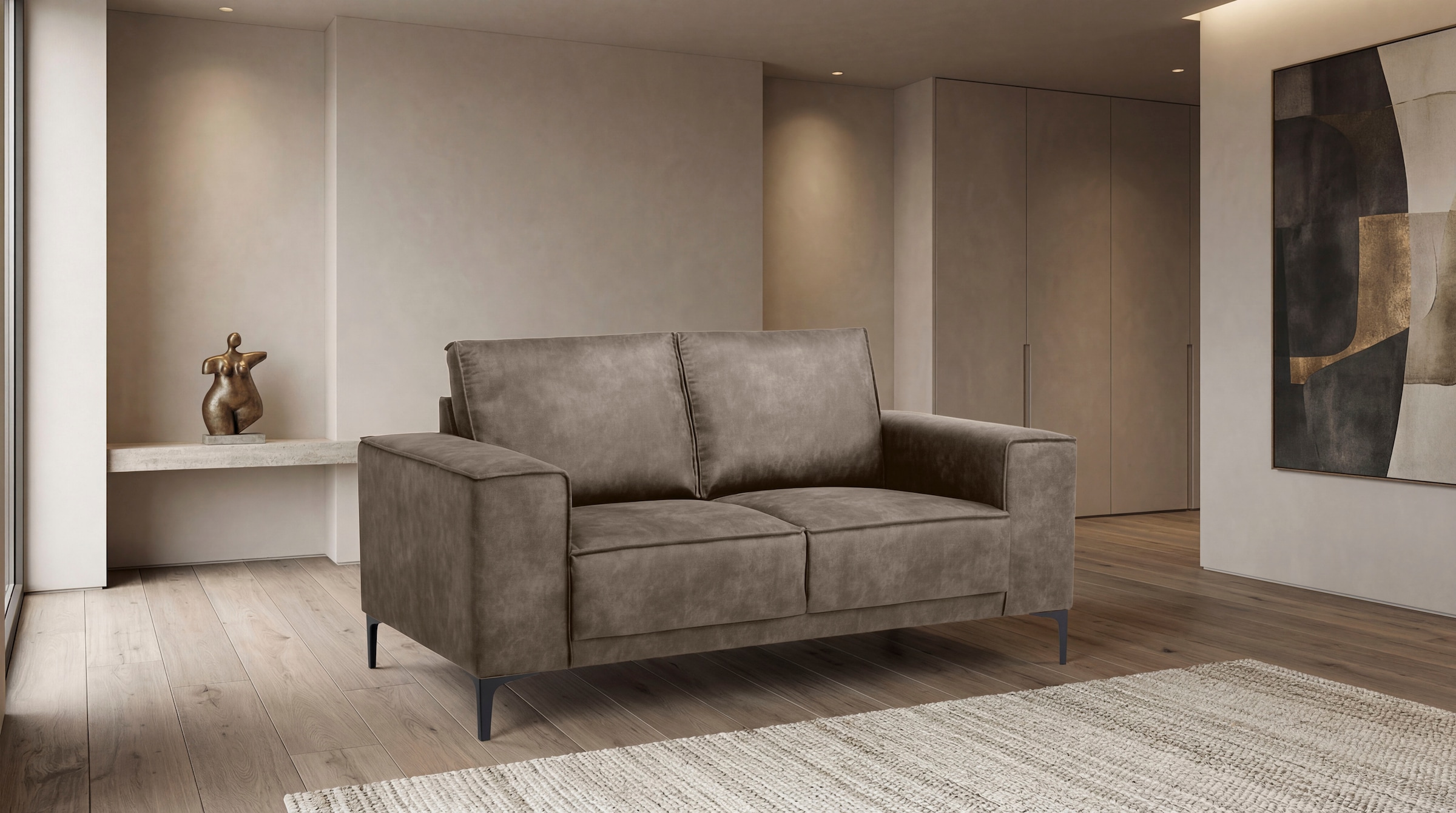 GOODproduct 2-Sitzer »OLAND Luxus-Microfaser, Sofa, B: 164 cm, Skandi-Design« 164 cm, Wellenunterfederung, Skandi-Design, Metallfüsse