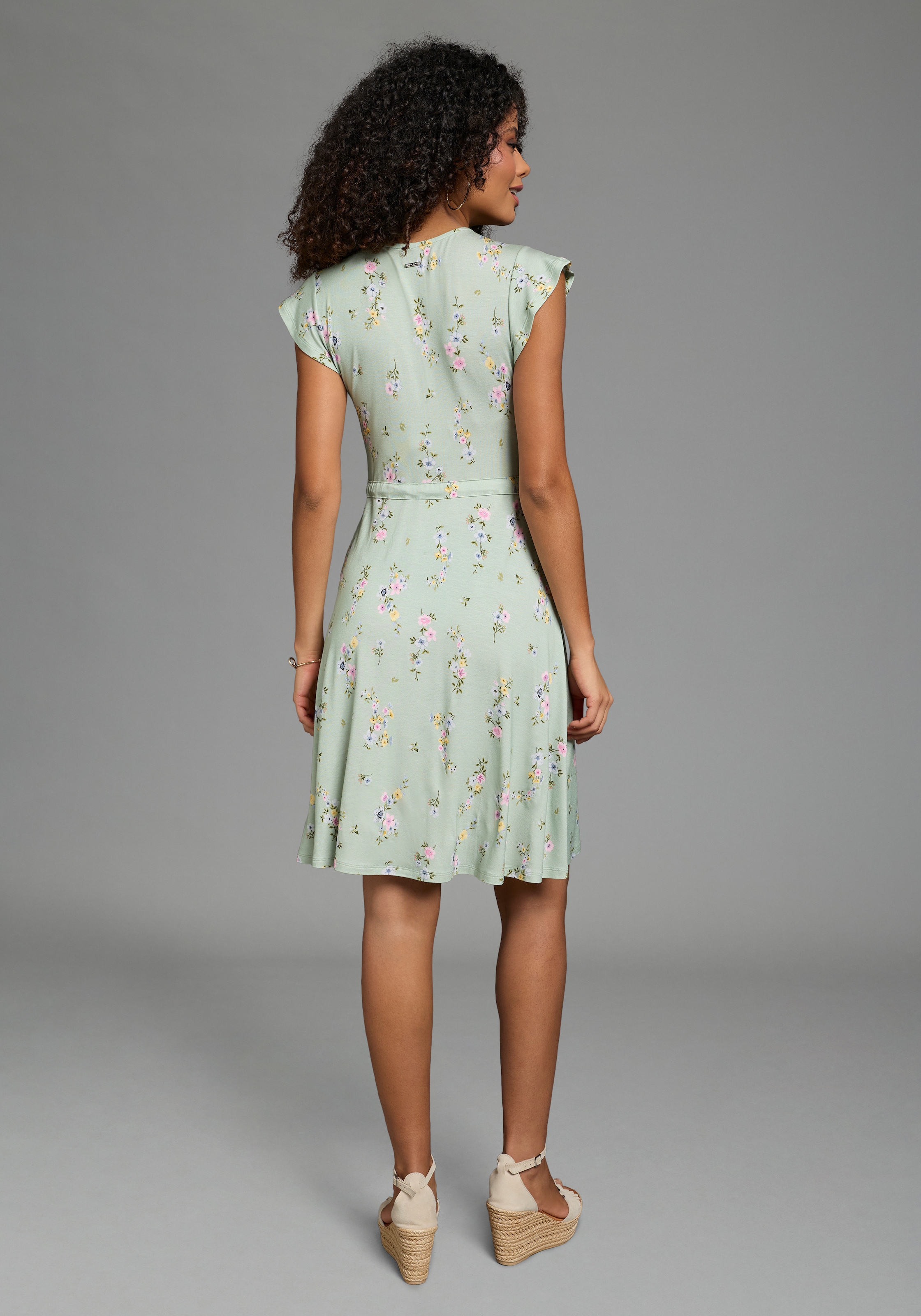 Laura Scott Sommerkleid mit femininen Blumen, aus Viskose und Elasthan, geblümte Optik