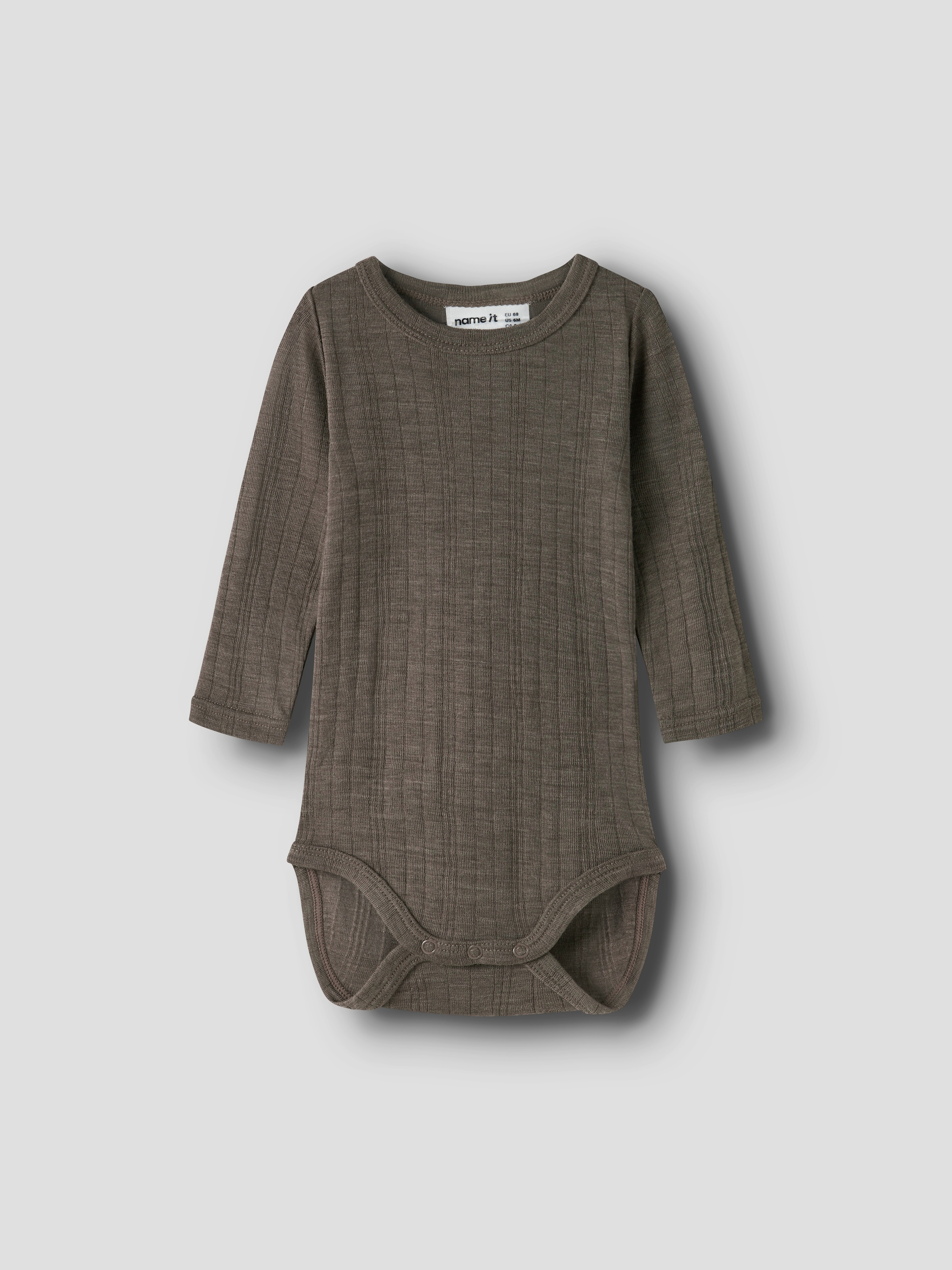 Name It Body à manches longues »NBMWANG WOOL NEEDLE LS BODY SOLID NOOS« en pure laine mérinos