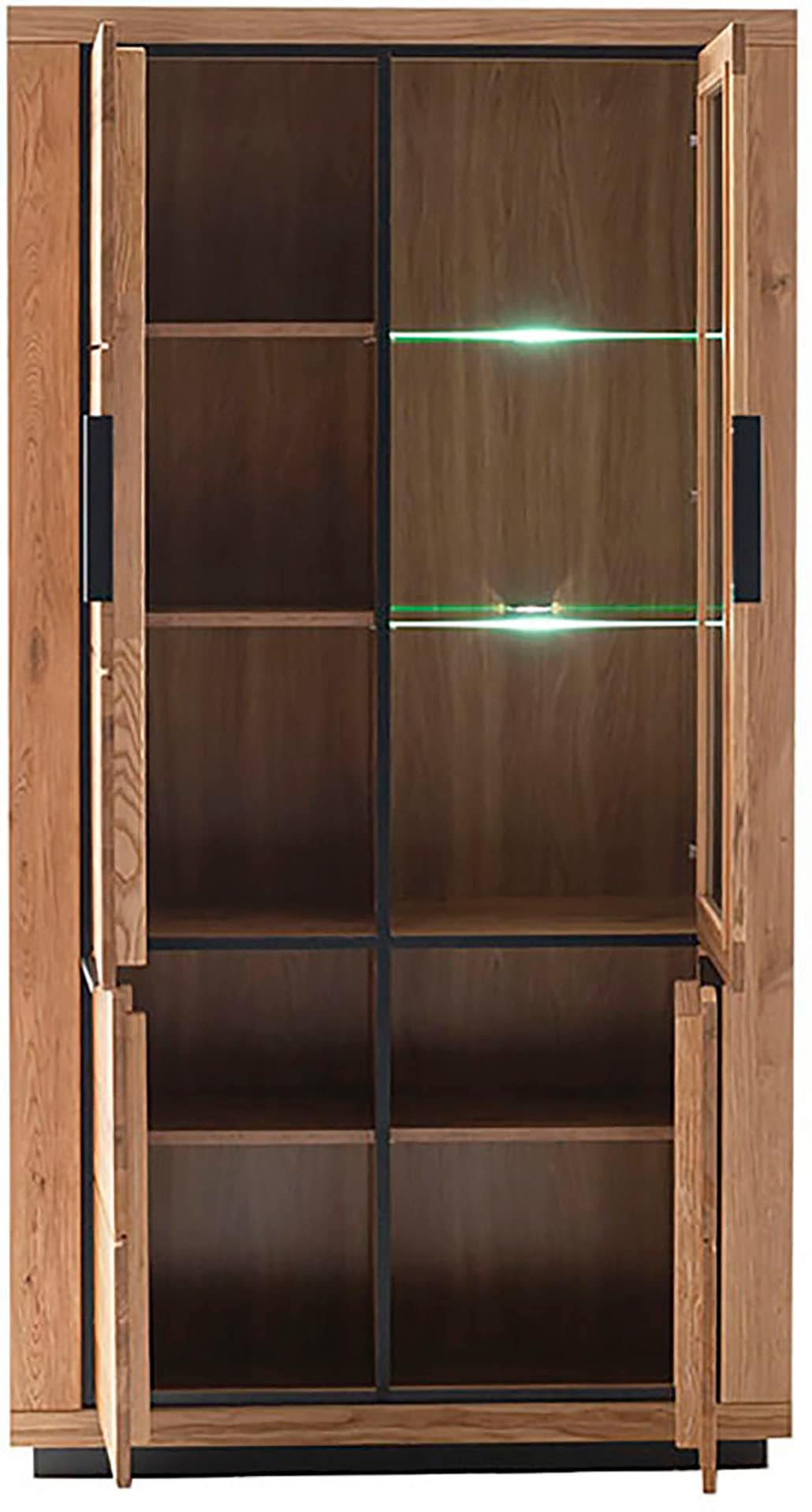 MCA living Vitrine »GRENO Vitrine gross«, (1 St.), aus massiver Wildeiche, Metallgriffe, Breite 107 cm