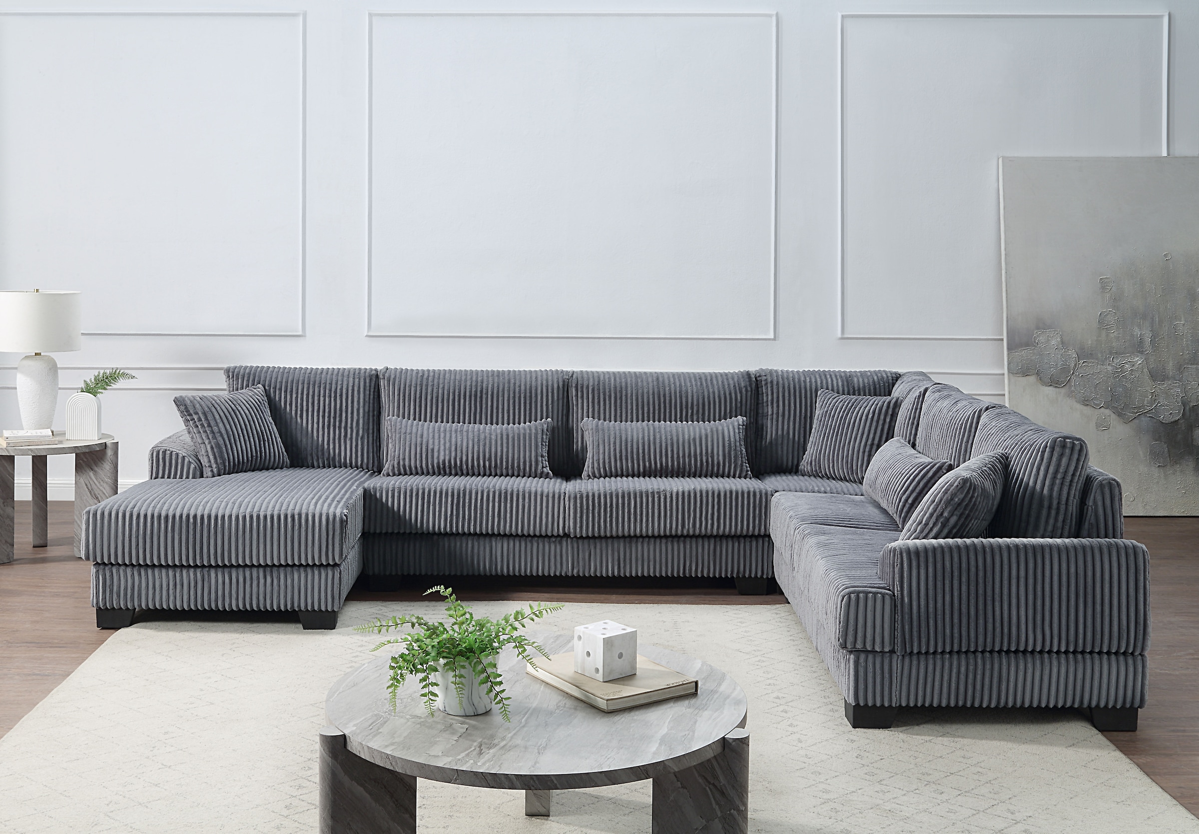 Image of ATLANTIC home collection Wohnlandschaft "Miron, U-Form, Breite: 332cm" weicher XXL-Cordbezug, inklusive 6 Zierkissen