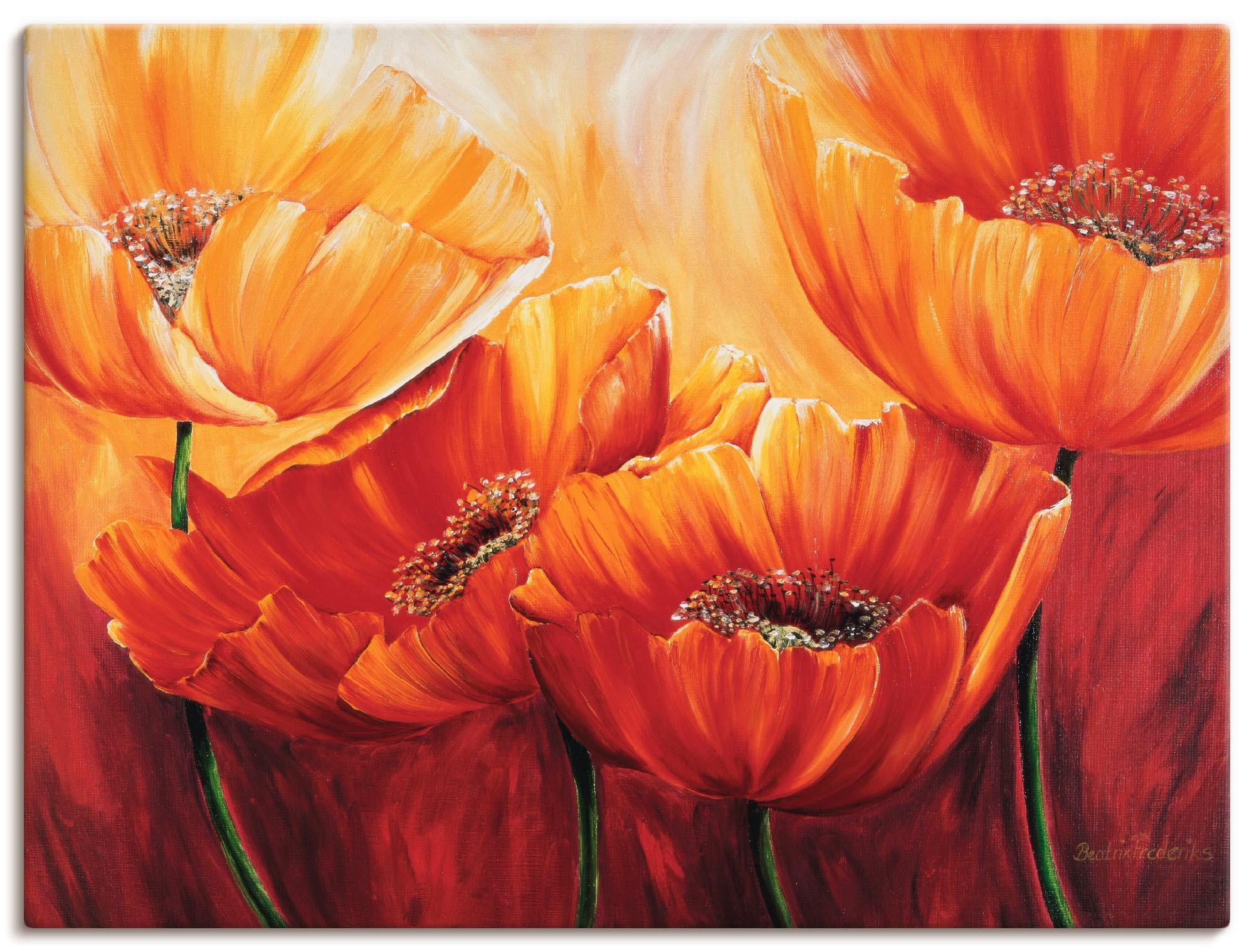 Image of Artland Wandbild »Vier Mohnblumen«, Blumen, (1 St.), in vielen Grössen & Produktarten -Leinwandbild, Poster, Wandaufkleber / Wandtattoo auch für Badezimmer geeignet bei Ackermann Versand Schweiz