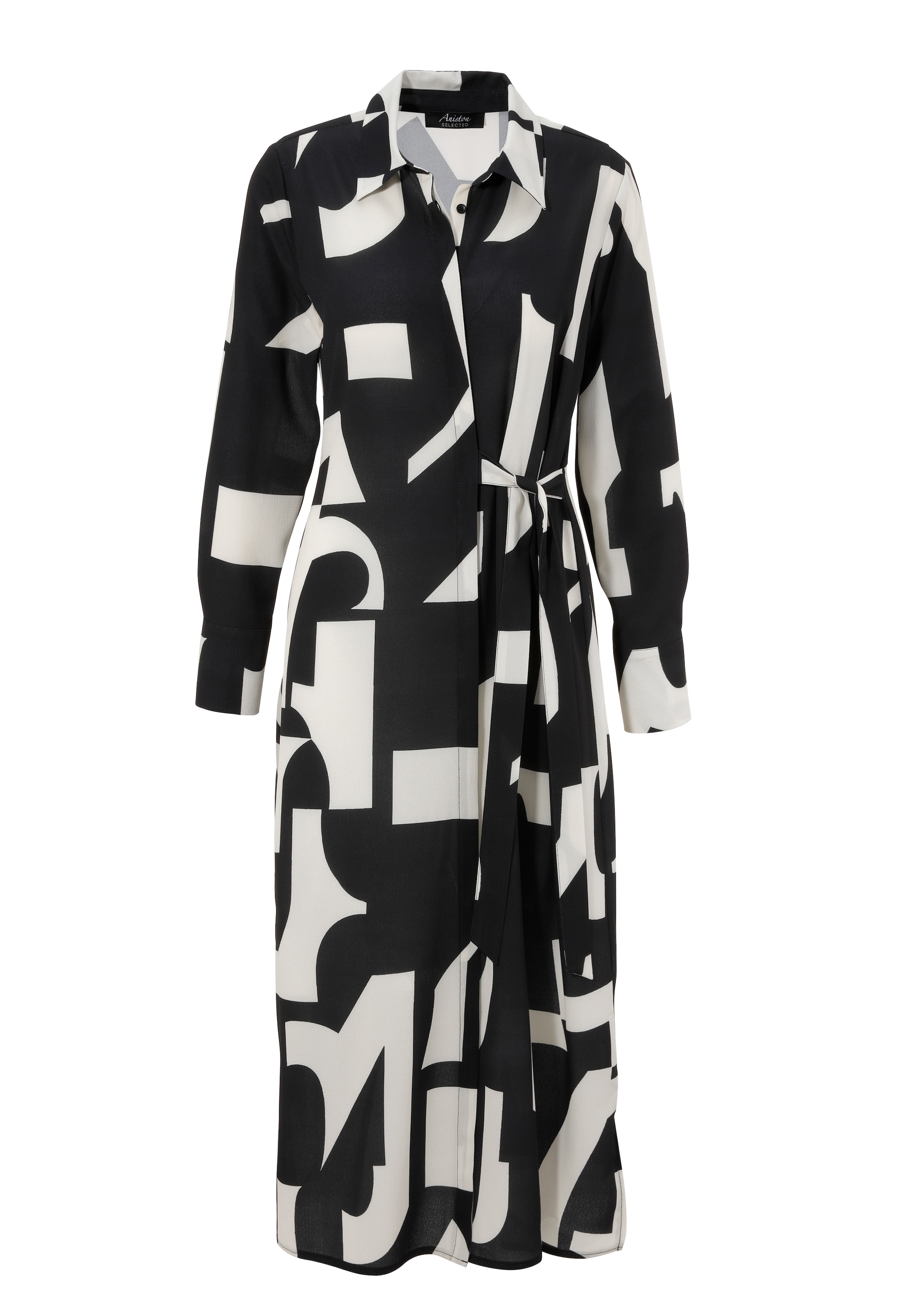 Aniston SELECTED Midikleid, Hemdblusenkleid mit seitlichem Bindedetail