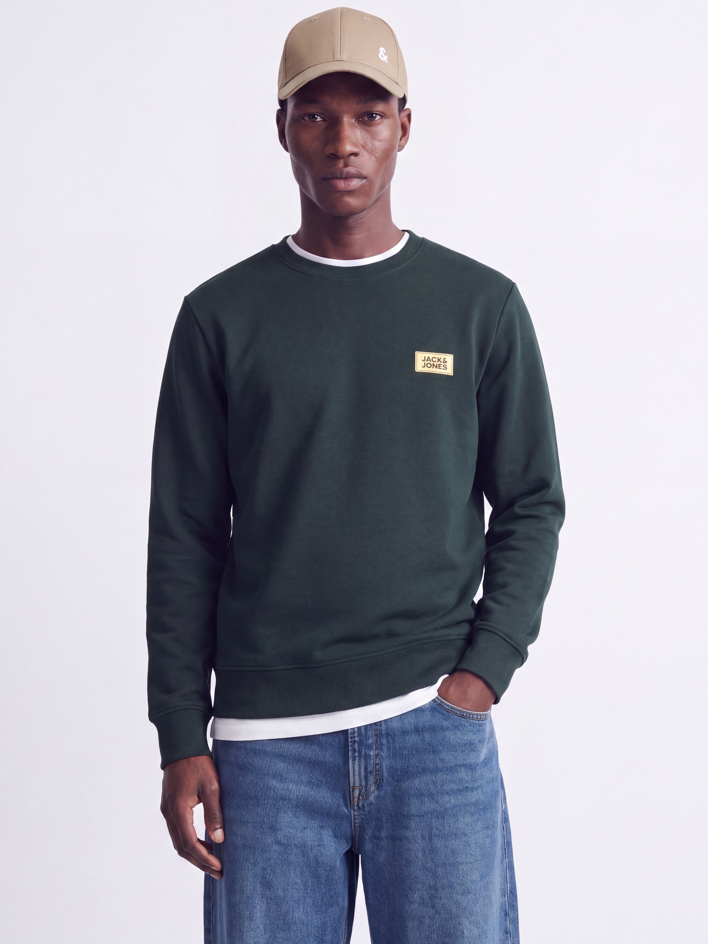 Jack & Jones Sweat-shirt »JJRUSH SWEAT CREW NECK«, mélange coton, coupe régulière
