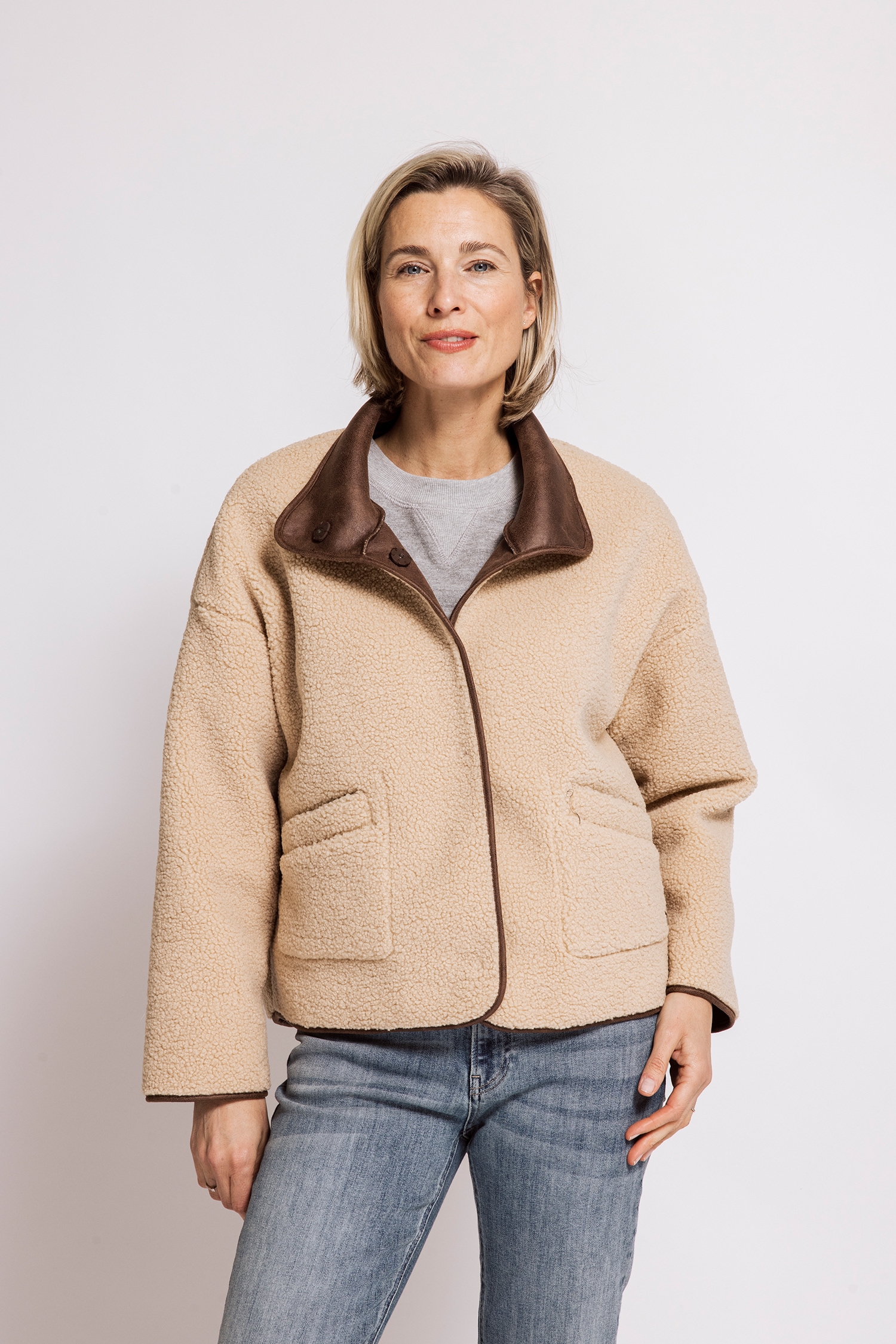 Image of Zhrill Wendejacke "ERAH" ohne Kapuze mit Druckknöpfen / Stehkragen / Lederimitat-Optik
