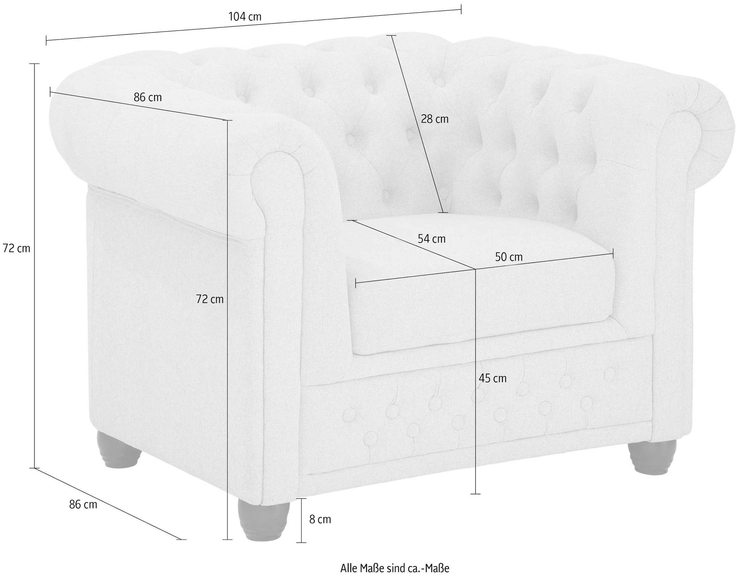 Home affaire Chesterfield-Sessel »New Castle Sessel« hochwertige Knopfheftung, B/T/H: 104/86/72 cm