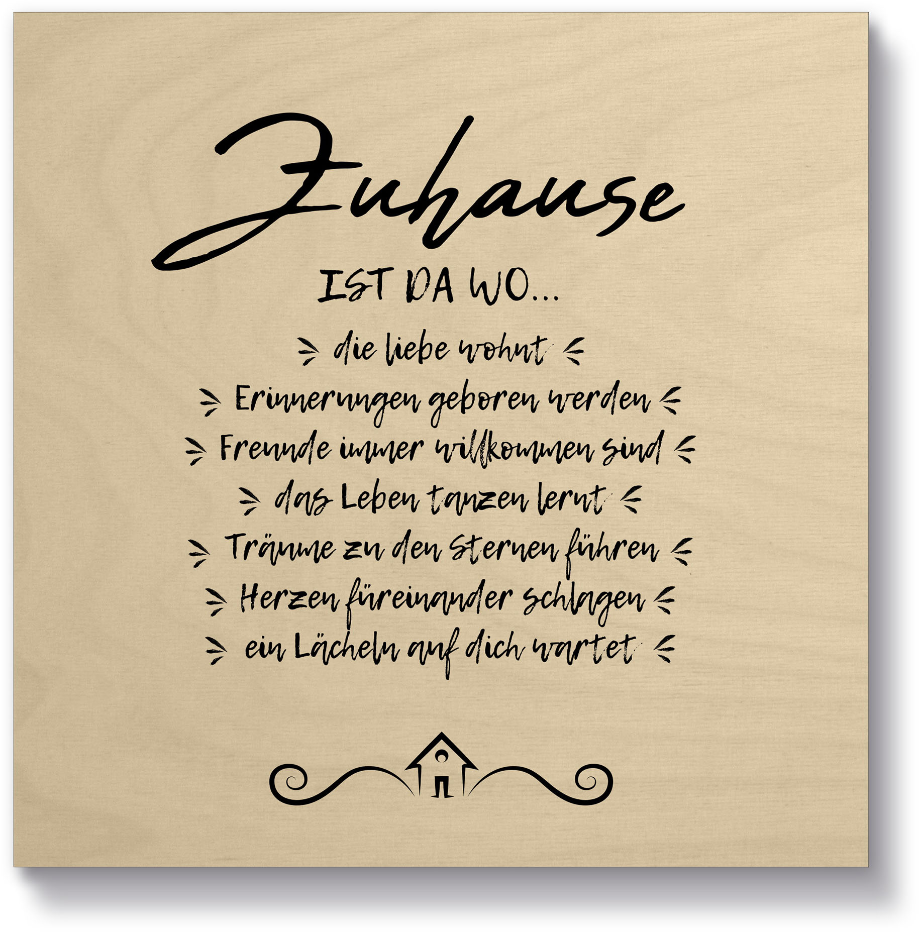 Holzbild »Zuhause II«, Sprüche & Texte, (1 St.)