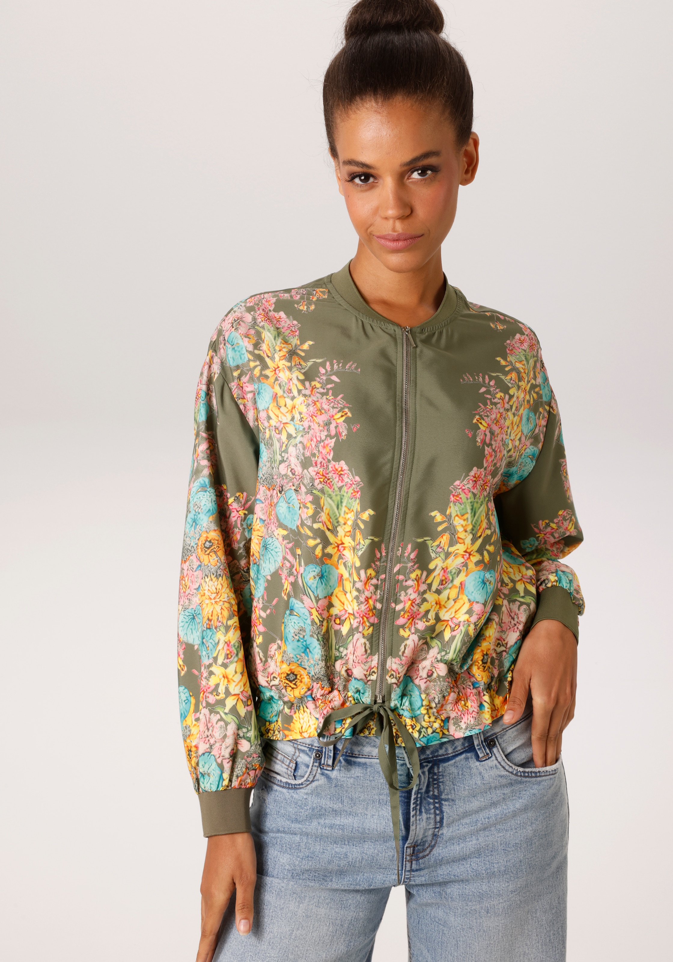 Image of Aniston CASUAL Blouson mit farbenfrohen Blumendruck
