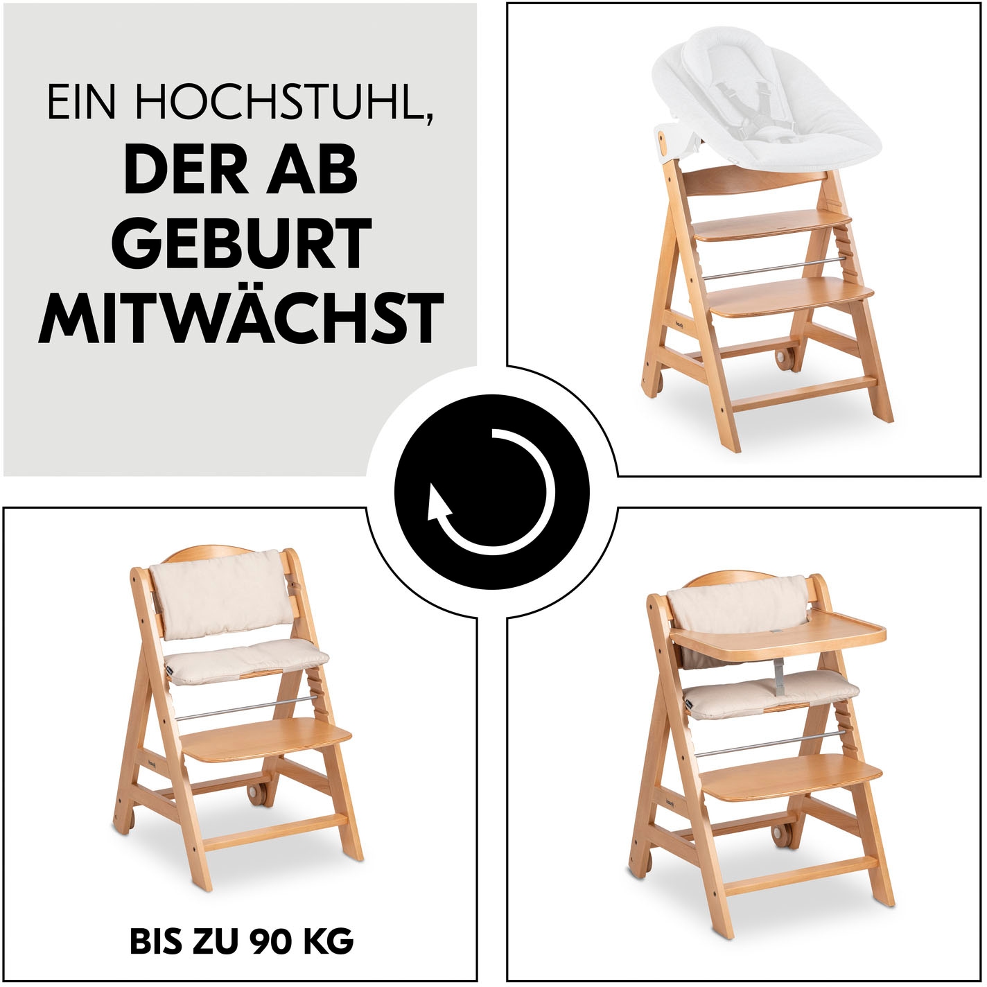 Hauck Hochstuhl »Beta+« () mit Holzrädern