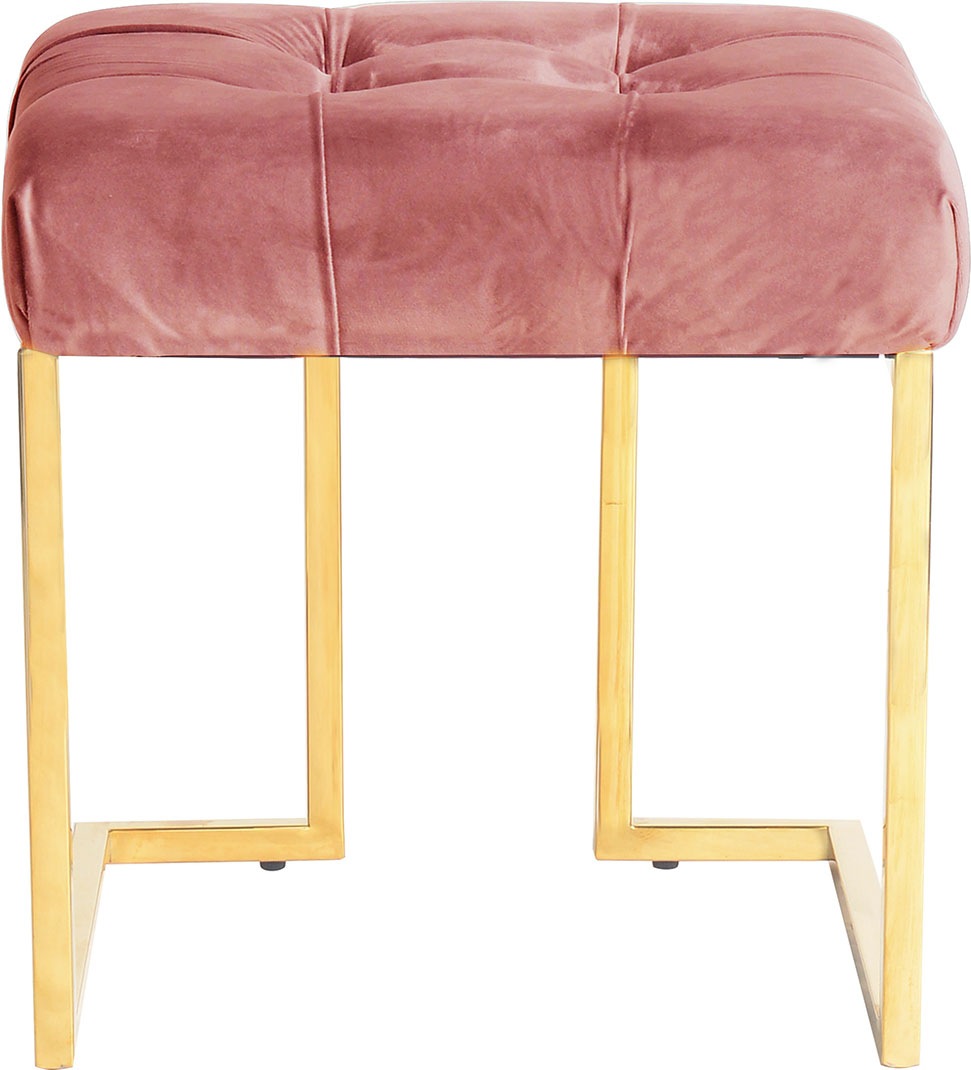 Kayoom Polsterhocker »Hocker Rarity 125, Edler Touch durch goldenes Gestell« 1 Stk. tlg. eckig, samtweich, gesteppt, mit Zierknöpfen, Edelstahlgestell