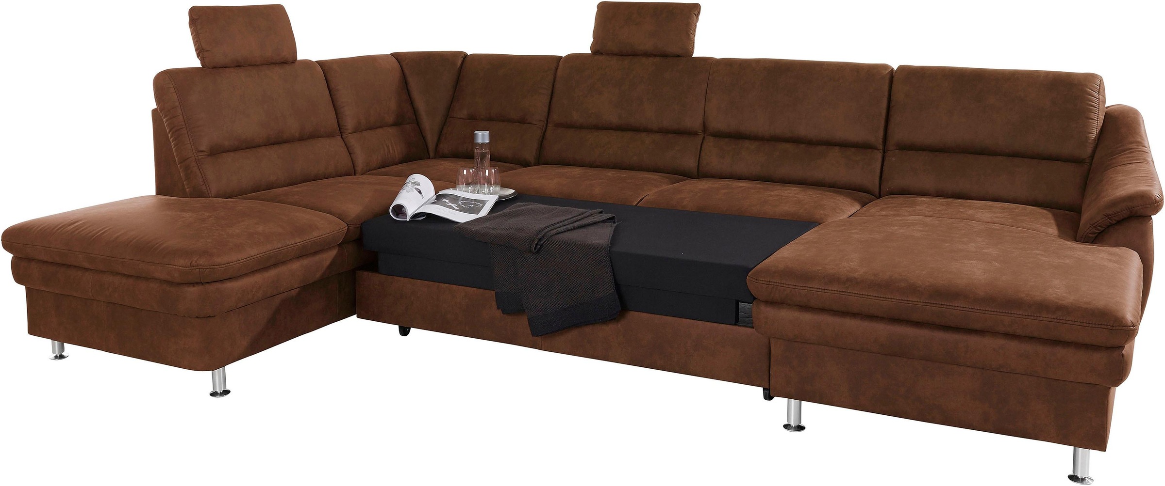 sit&more Wohnlandschaft »Cardoso U-Form«, mit Federkern und Kopfstützen, mit Bettfunktion und Relaxfunktion
