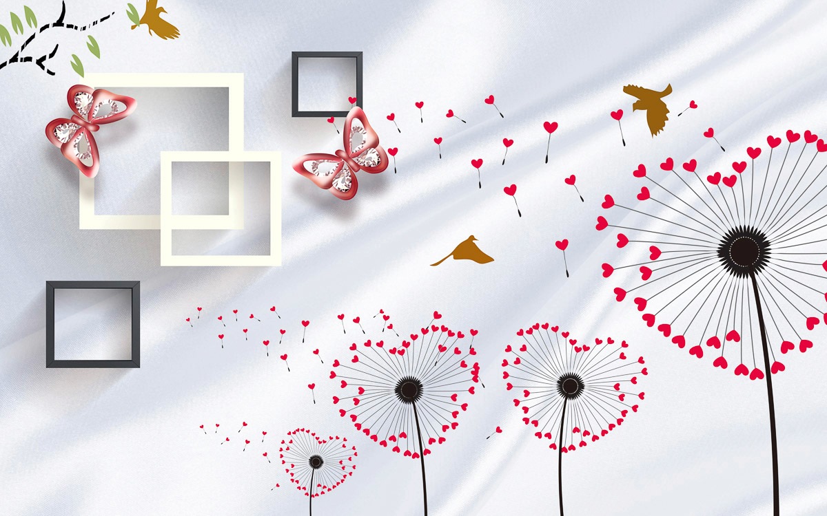 Image of Papermoon Fototapete »Muster mit Schnmetterlingen und herzen«, Vliestapete, hochwertiger Digitaldruck, inklusive Kleister bei Ackermann Versand Schweiz