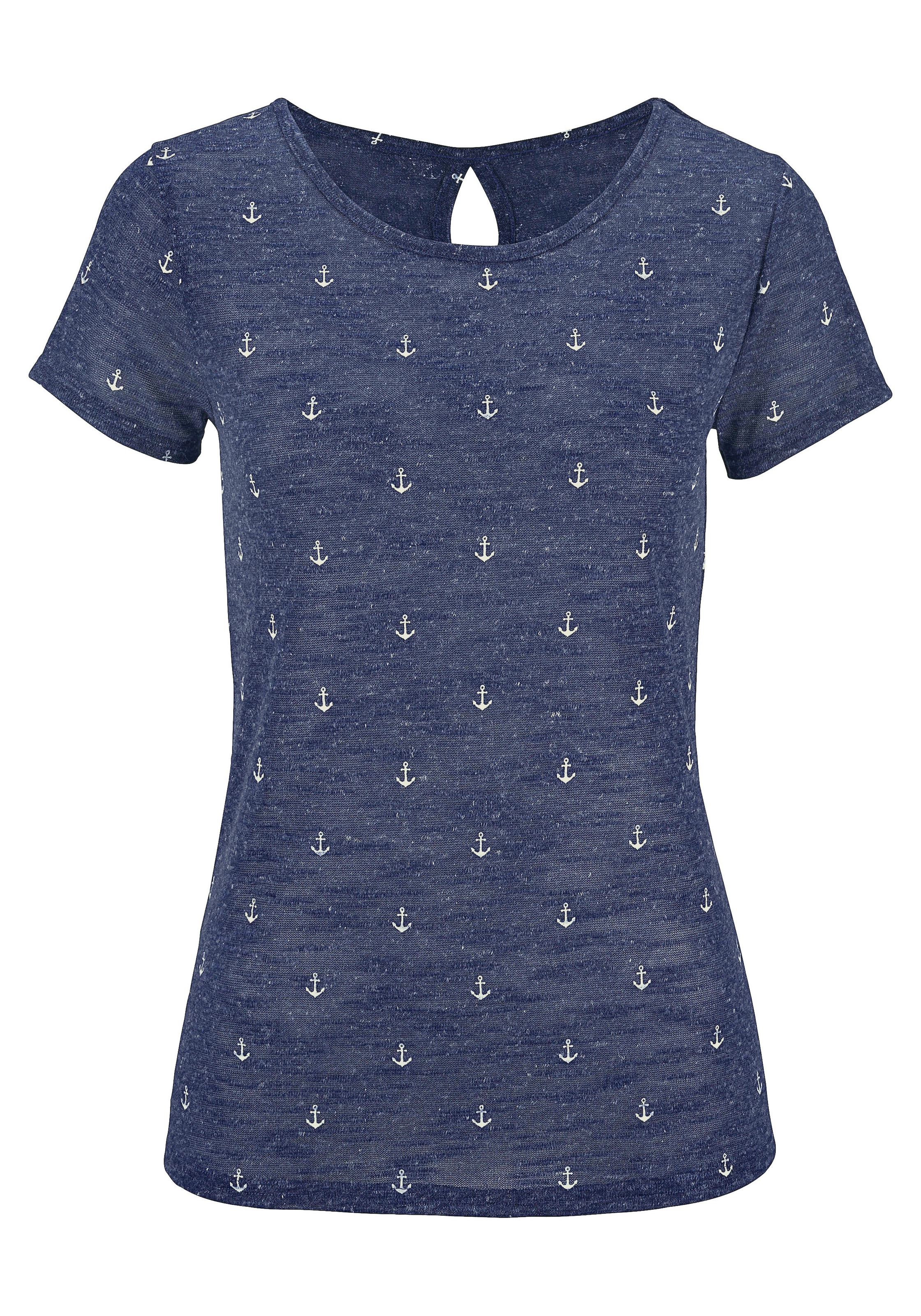 Beachtime T-Shirt, (2er-Pack), mit maritimem Anker-Druck