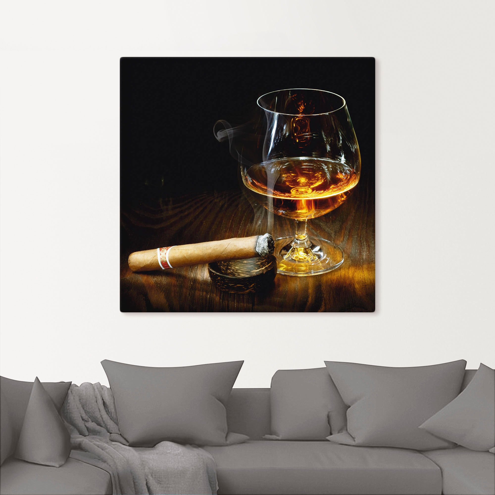 Artland Wandbild »Zigarre und Cognac«, Zigarren, (1 St.), als Leinwandbild, Poster in verschied. Grössen