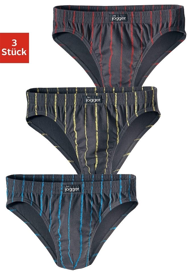 Image of le jogger Slip Packung, 3 Stk. mit kontrastfarbenen Streifen
