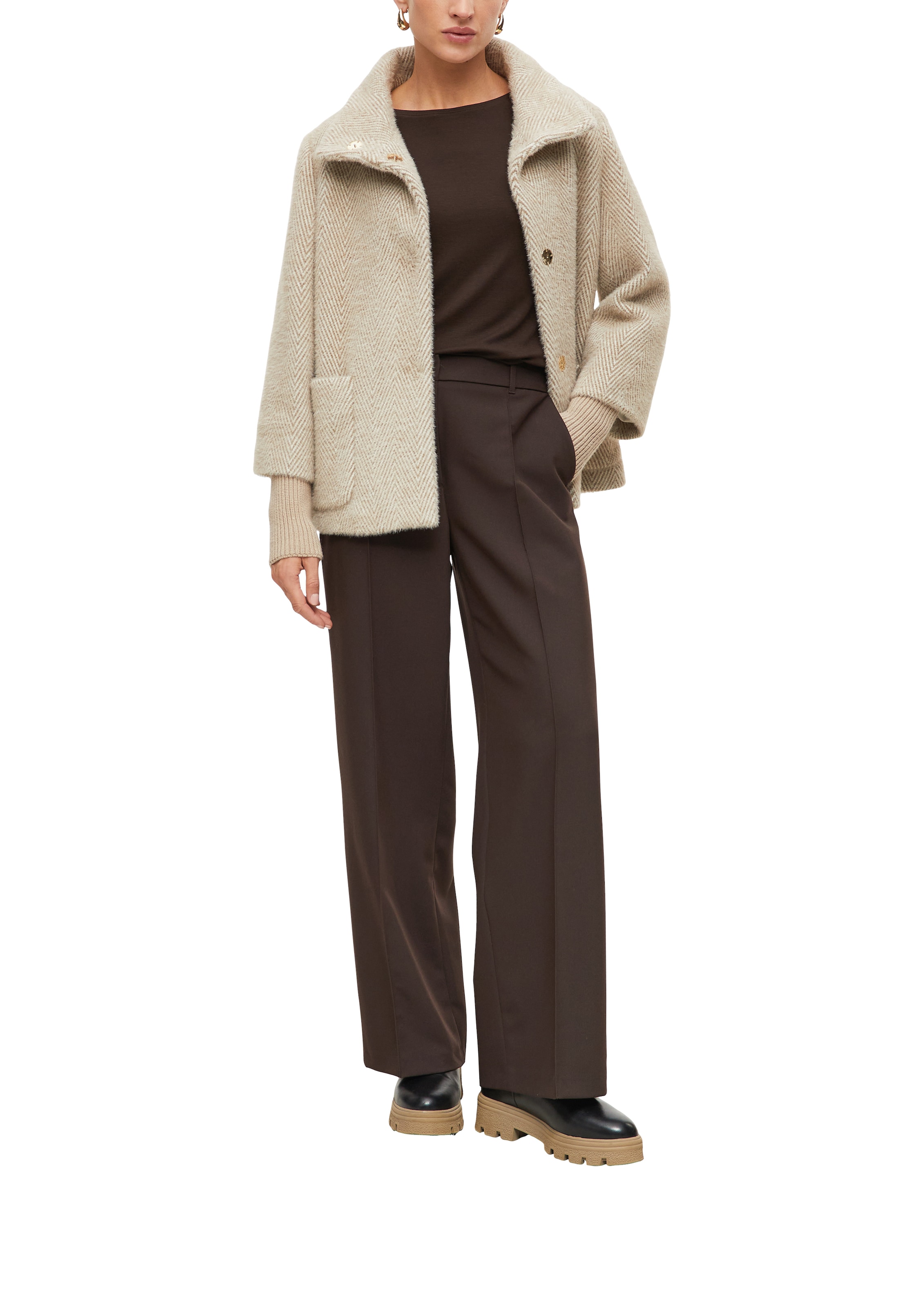 s.Oliver BLACK LABEL Veste d'extérieur coupe régulière, col montant, poignets en côte
