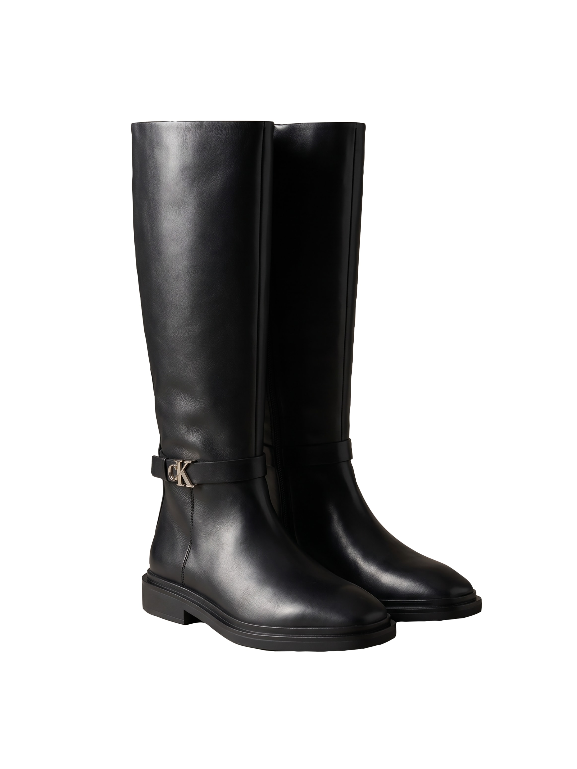 Image of Calvin Klein Stiefel "SQUARE HIGH BOOT LTH MG HDW" Langschaftstiefel mit CK-Schmucklogo