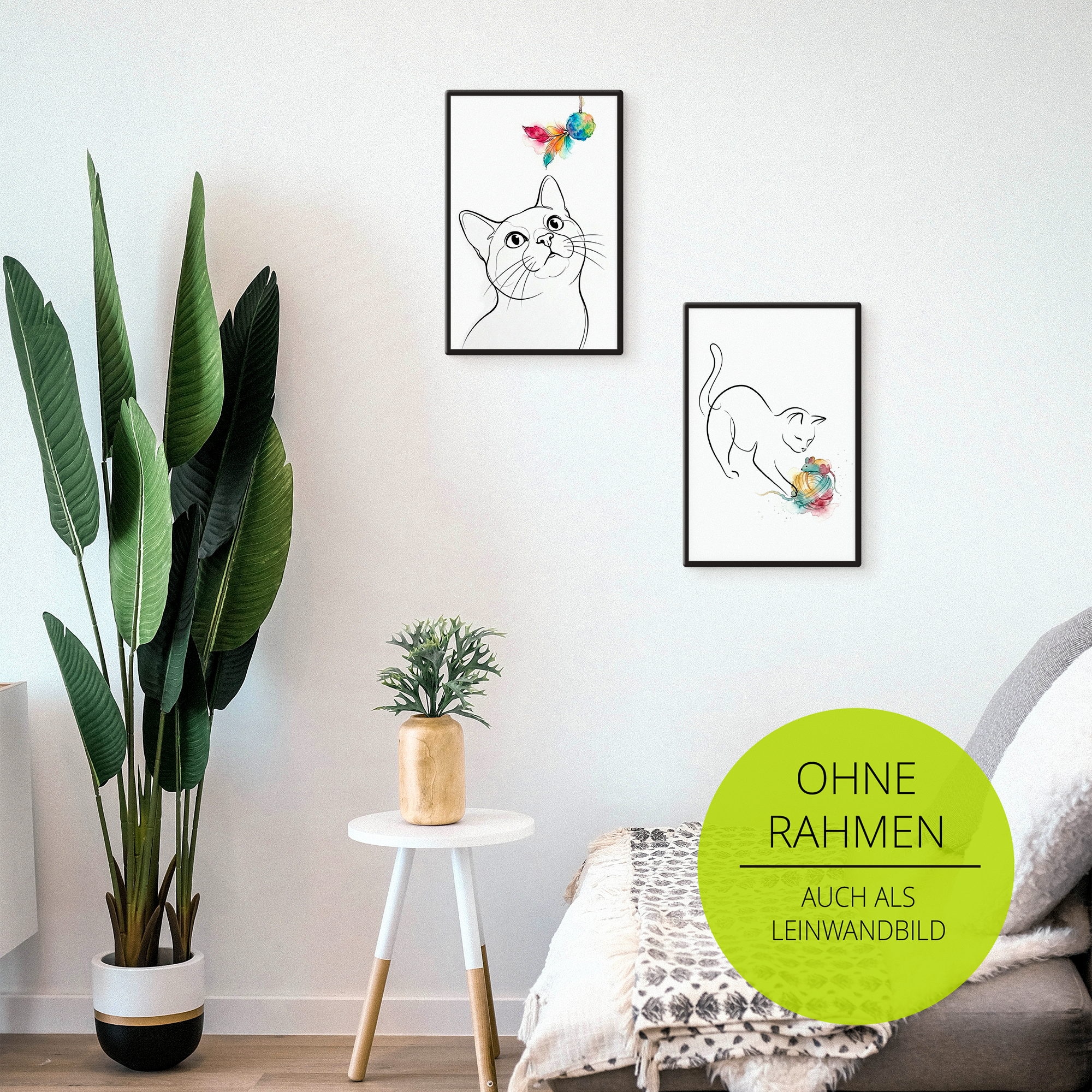 GOODproduct Wandbild »Katze mit Spielzeug I« Katzenbilder 1 Stk. tlg. als Poster oder Leinwandbild in versch. Grössen