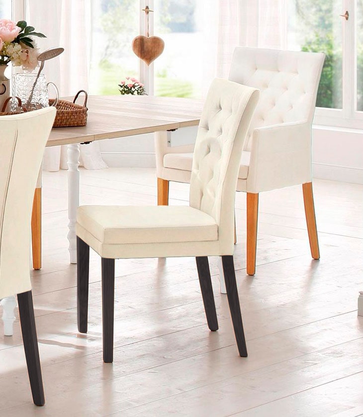 Home affaire 4-Fussstuhl »Colorado«, (Set), 6 St., Luxus-Microfaser, Beine aus Buche, wengefarben lackiert, Im 2er, 4er oder 6er-Set