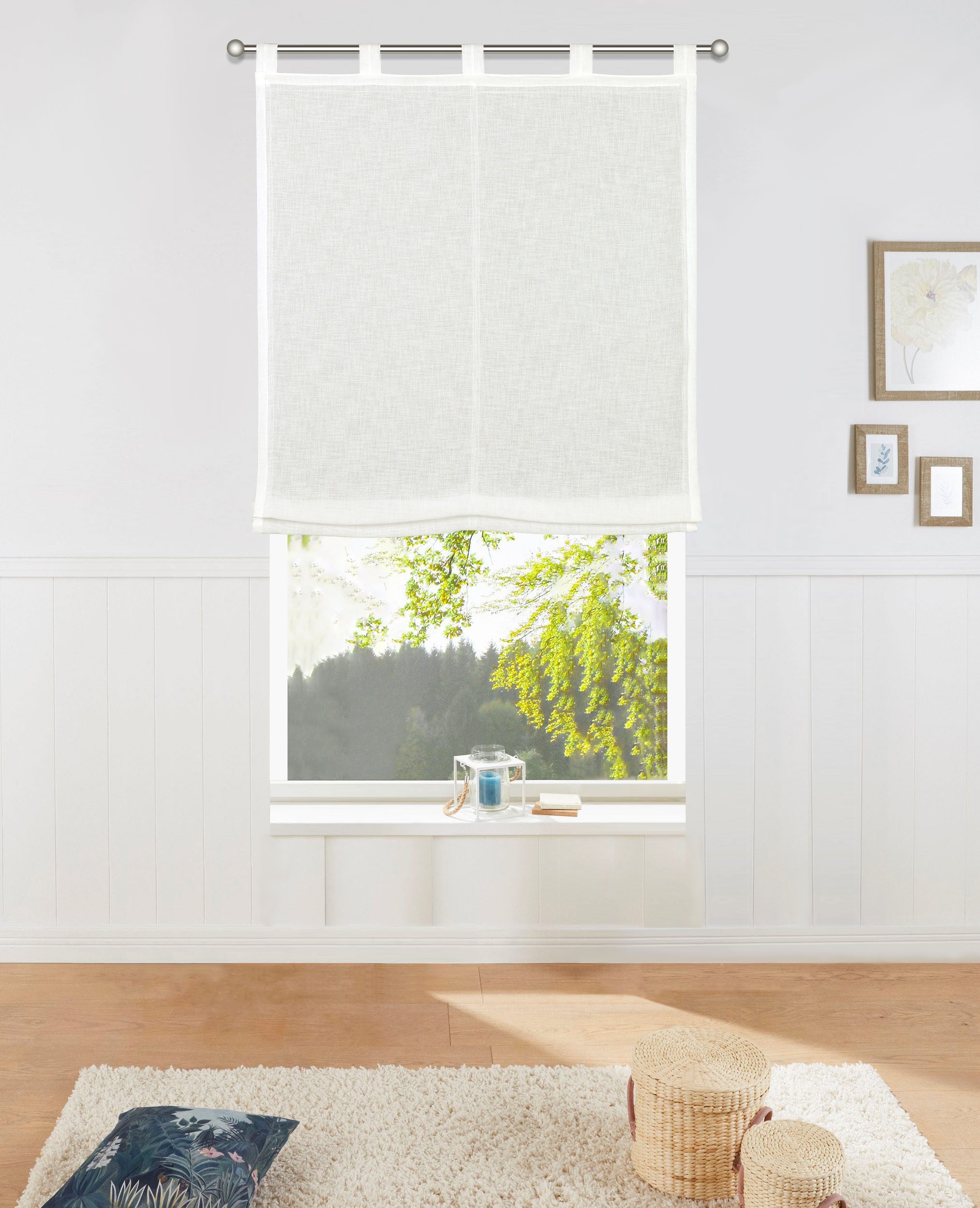 Image of elbgestoeber Raffrollo »Elbrollo«, mit Schlaufen, Leinen Optik, basic, monochrom, klassisch schlichtes Rollo bei Ackermann Versand Schweiz