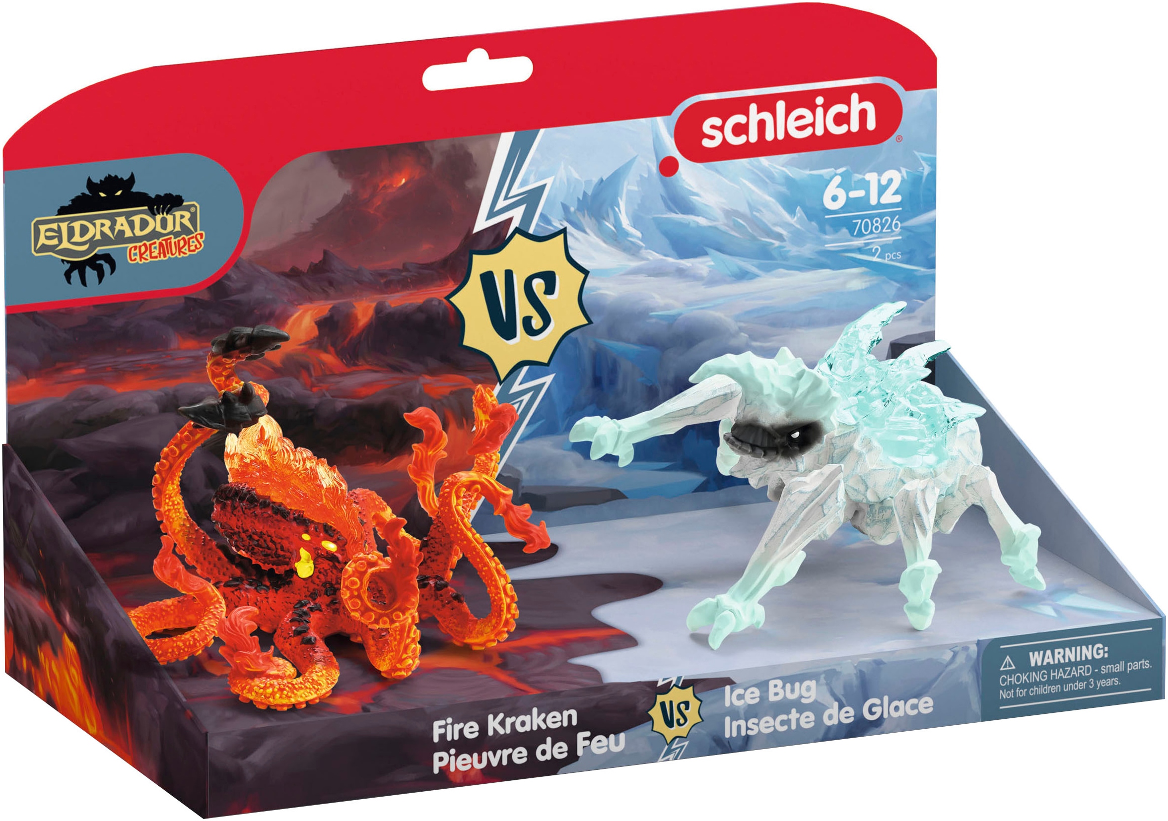 Schleich, Spielfigur »ELDRADOR CREATURES, Eiskäfer vs. Feuerkrake (70826)«, bunt, Kunststoff