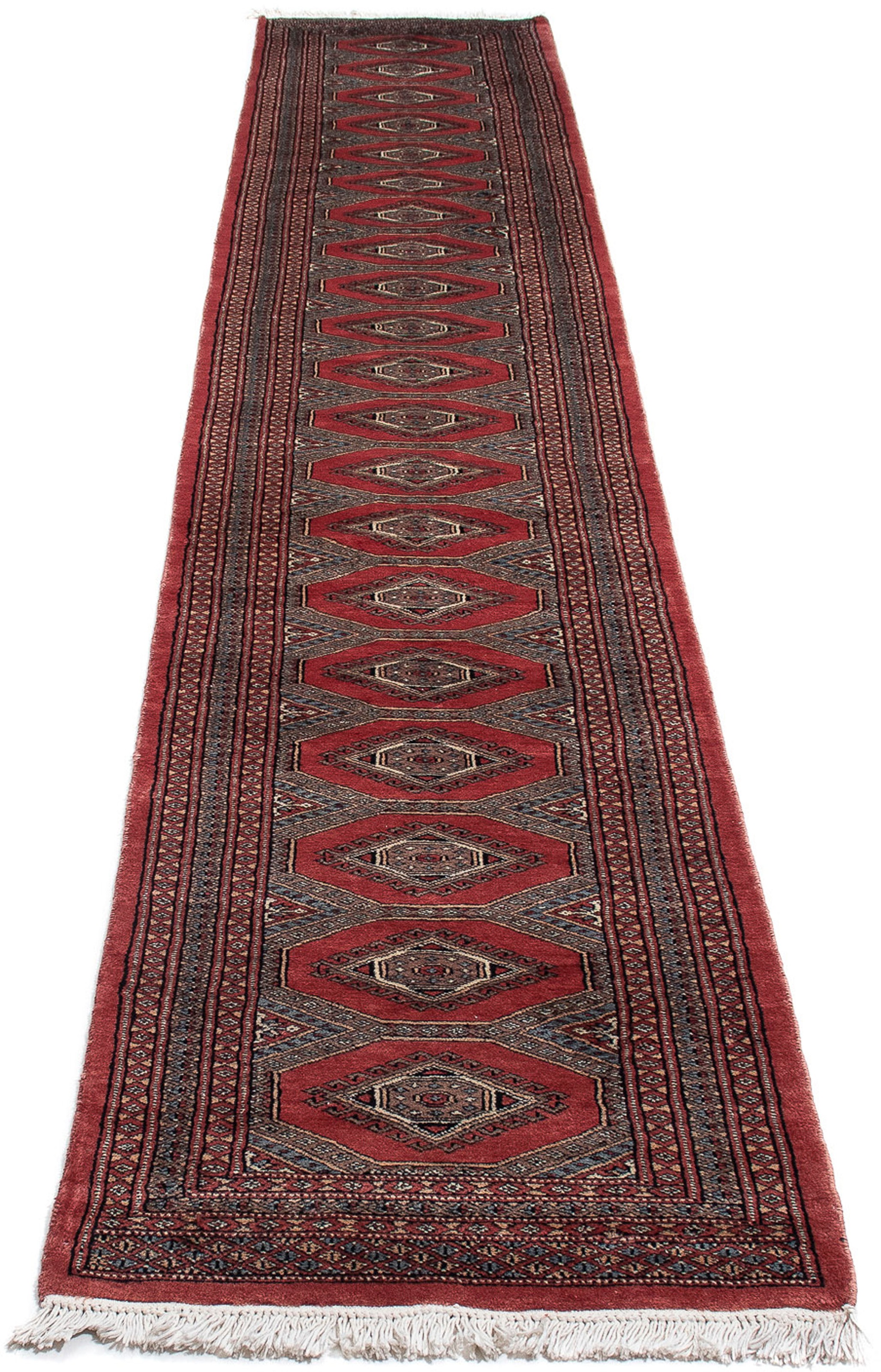 Image of morgenland Orientteppich »Afghan - Buchara - 400 x 63 cm - dunkelrot«, rechteckig, 7 mm Höhe, Wohnzimmer, Handgeknüpft, Einzelstück mit Zertifikat bei Ackermann Versand Schweiz