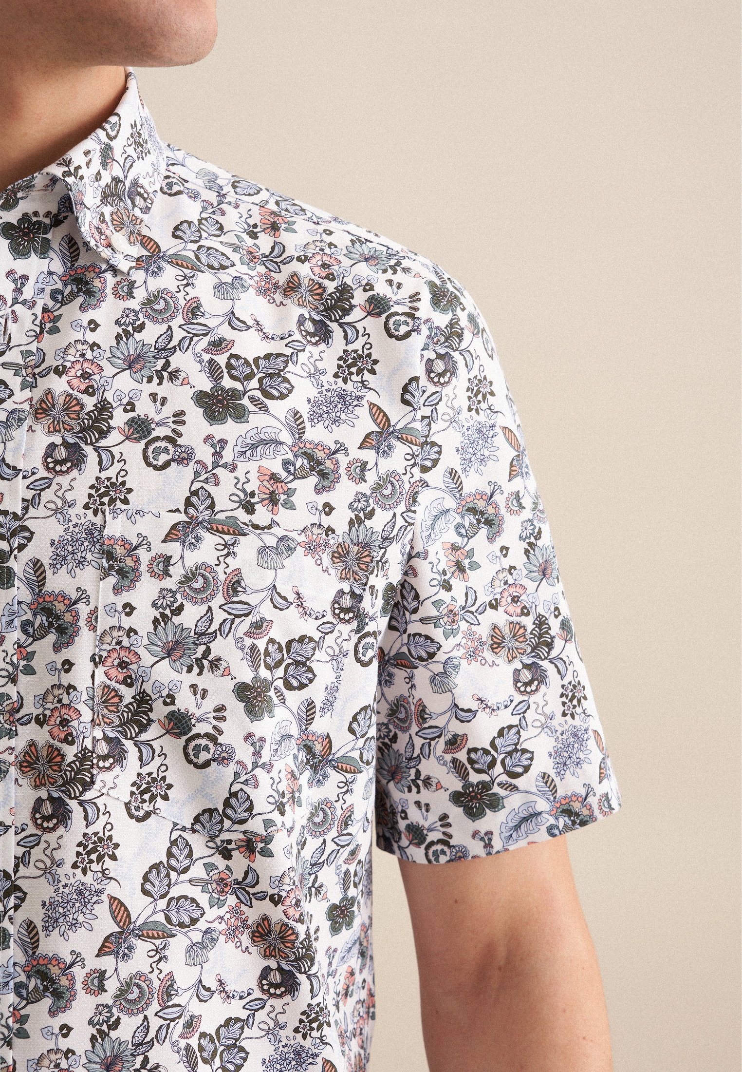 seidensticker Businesshemd »Regular« Regular 1/2 Button-Down-Kragen Druck