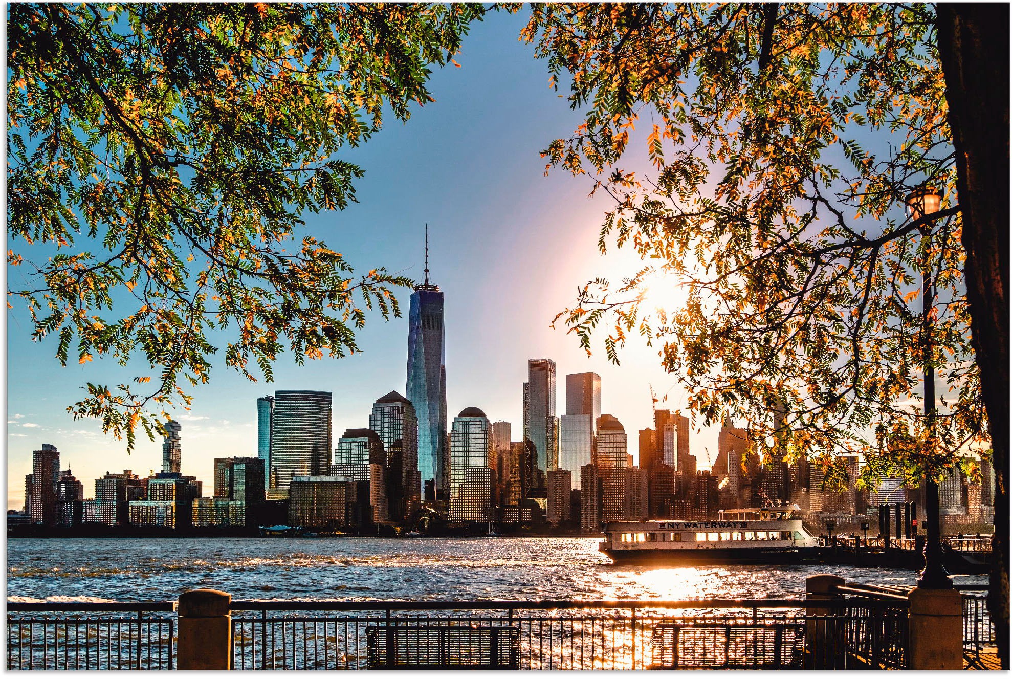 Image of Artland Wandbild »Sonnenaufgang über New York«, Amerika, (1 St.), in vielen Grössen & Produktarten - Alubild / Outdoorbild für den Aussenbereich, Leinwandbild, Poster, Wandaufkleber / Wandtattoo auch für Badezimmer geeignet bei Ackermann Versand Schweiz