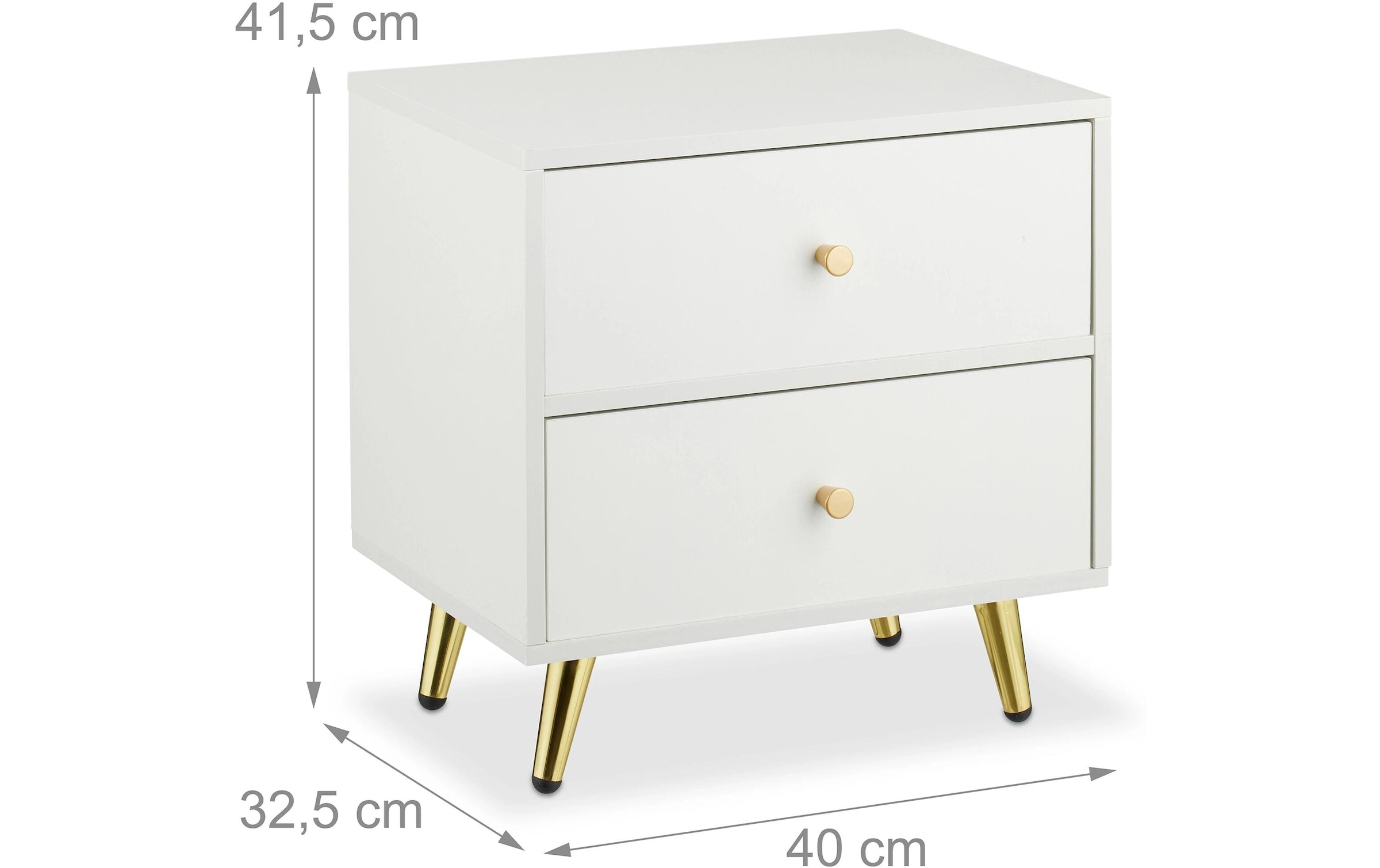 relaxdays Table de nuit »41.5 x 40 x 32.5 cm« Bettschränkchen mit goldenen Beinen