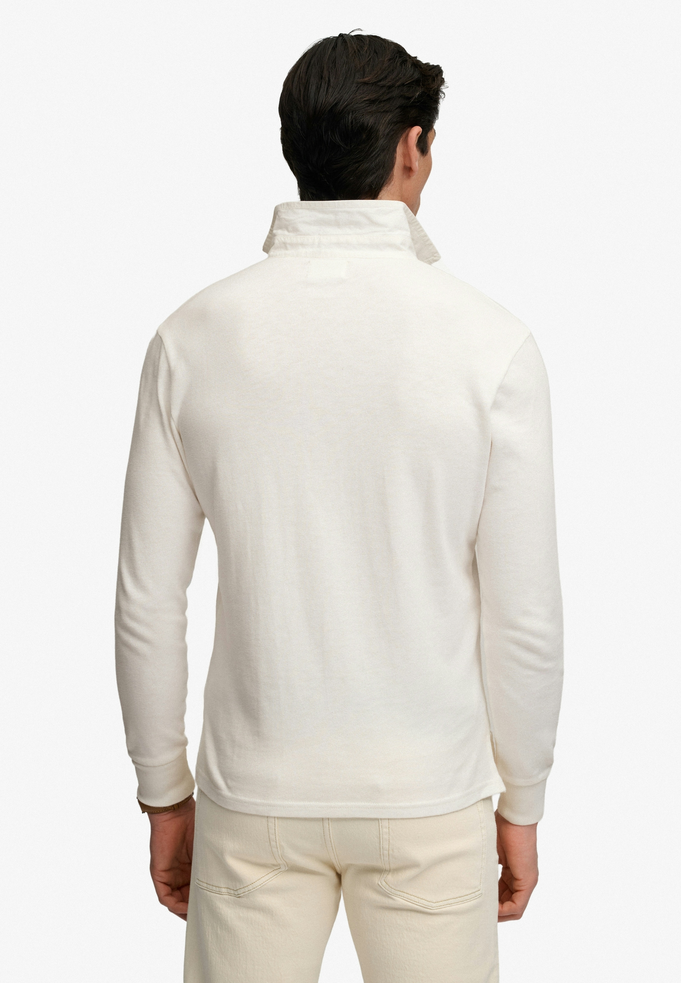 Superdry Polo à manches longues »CLASSIC RUGBY TOP« en coton et jersey simple, coupe décontractée, avec patte de boutonnage courte