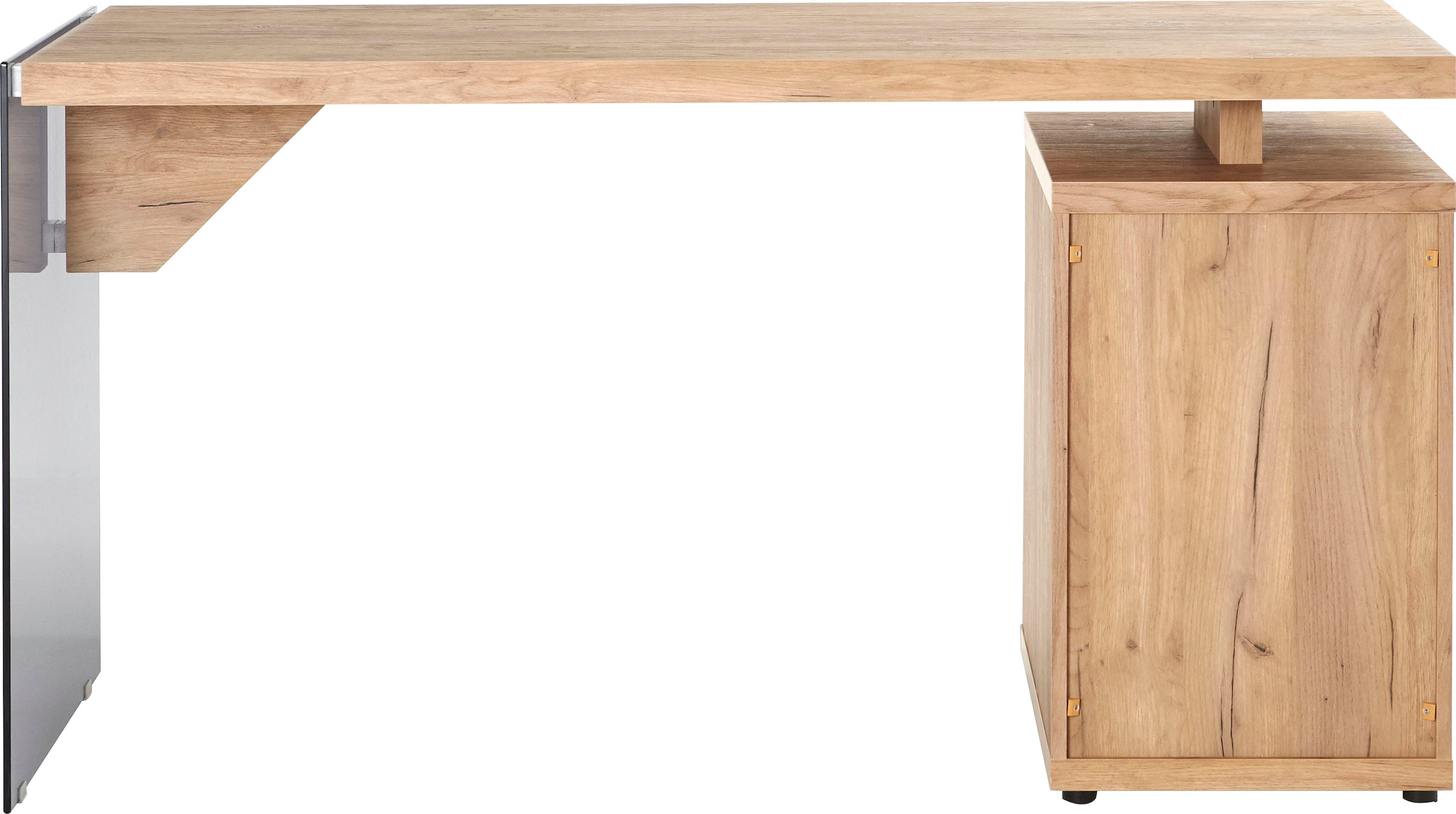 Jahnke Schreibtisch »LUX C 140« wechselseitig montierbar, Seitenteil aus ESG Sicherheitsglas