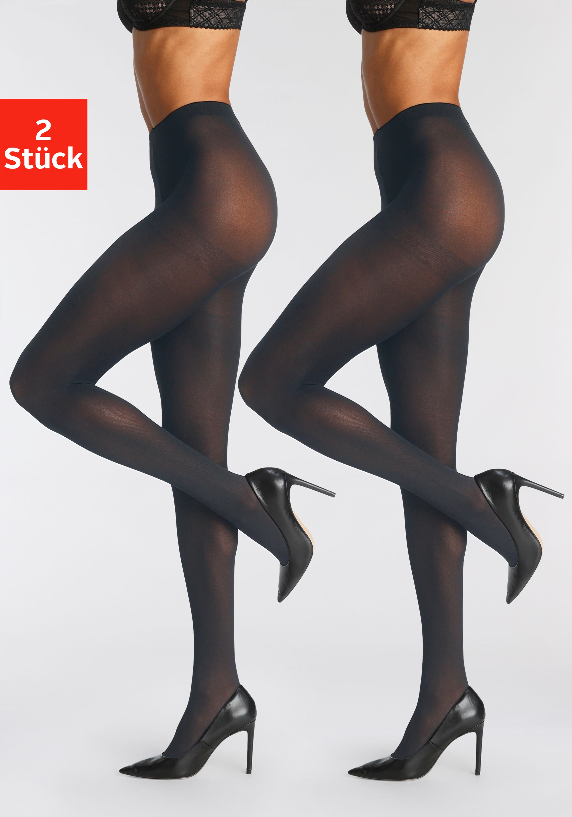 Image of LASCANA Feinstrumpfhose, 50 DEN, (Packung, 2 St.), semi Blickdicht bei Ackermann Versand Schweiz
